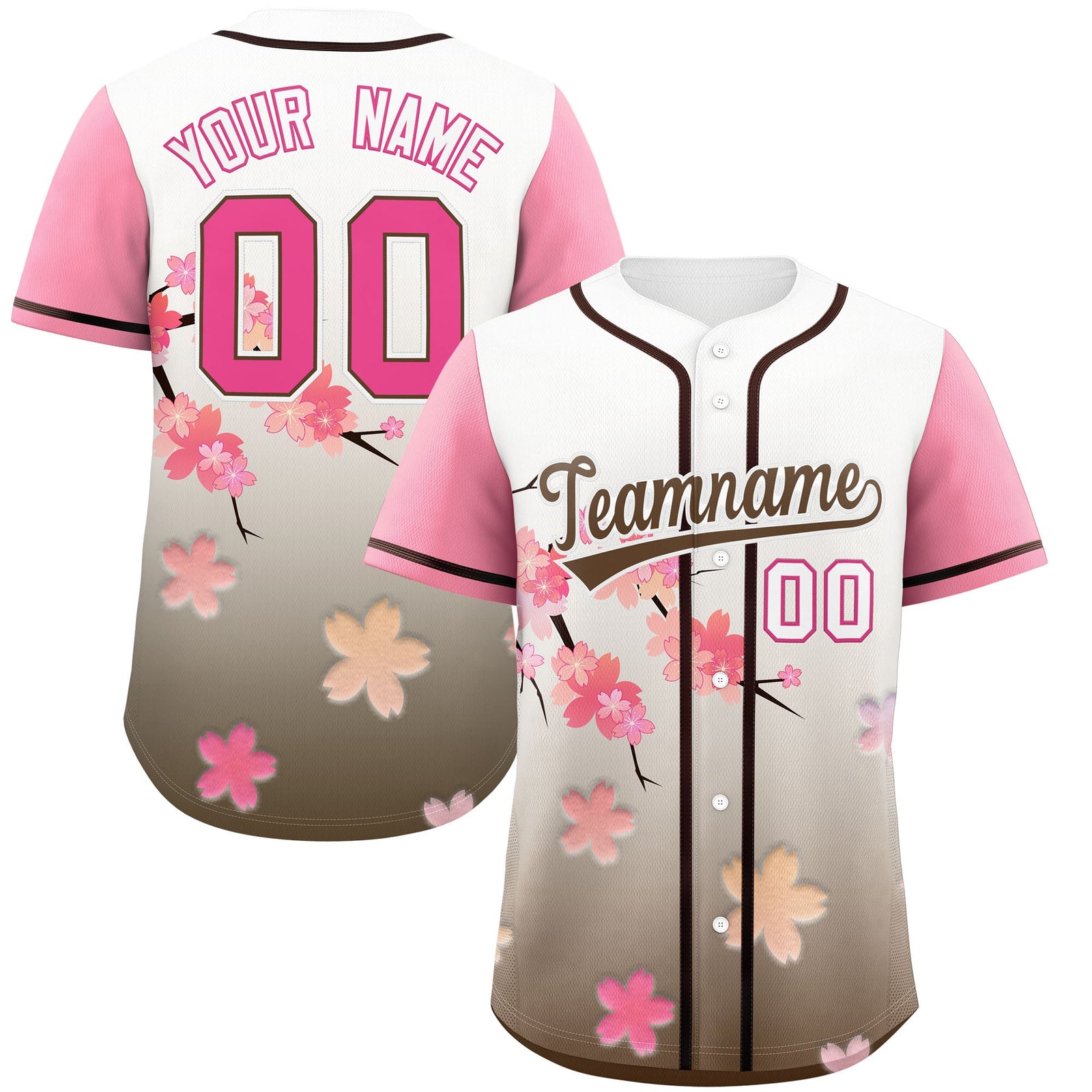Custom Pink Seal Brown Gradient Fashion Elastic Baseball Jersey| KXKSHOP