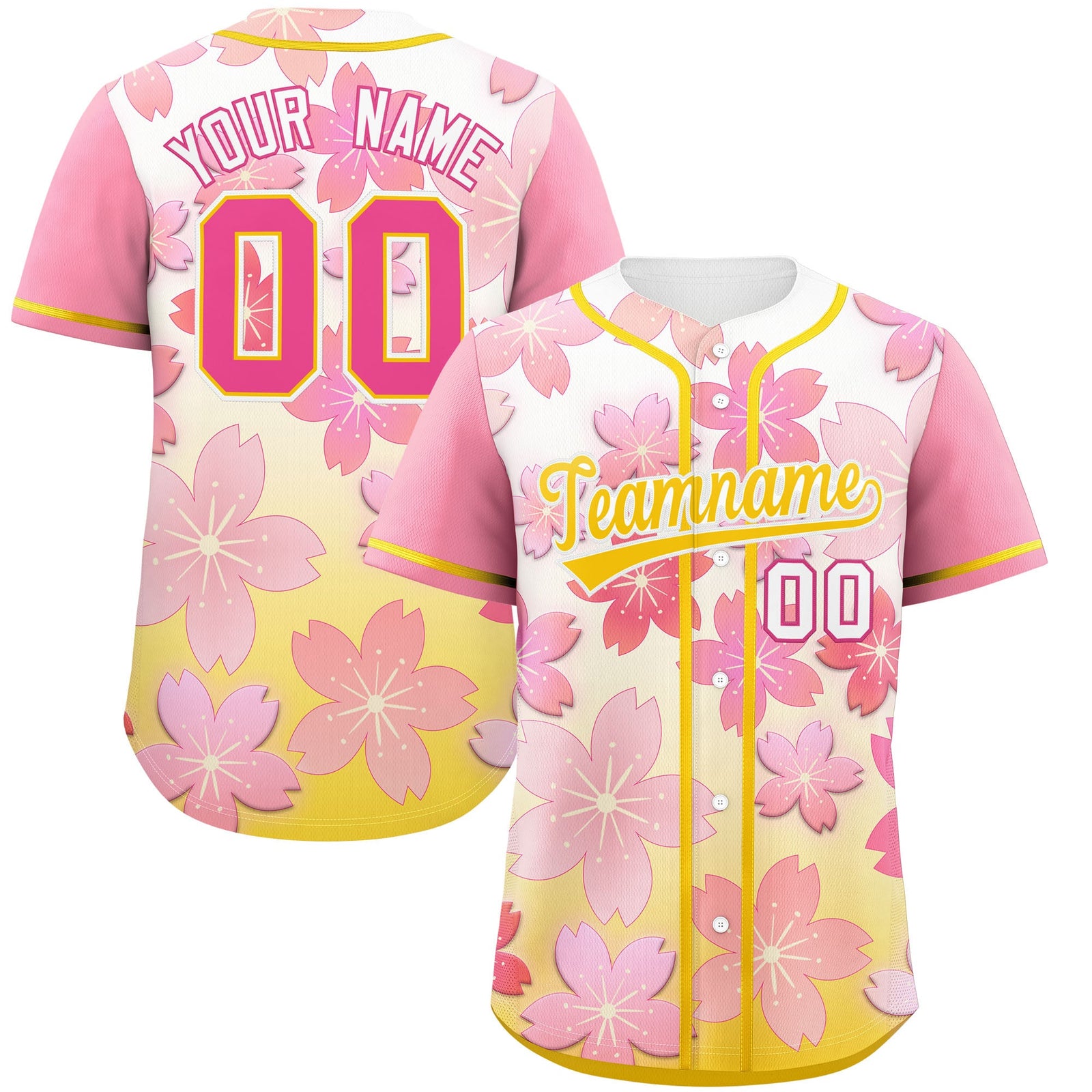 Custom Gold Pink Gradient Fashion Elastic Baseball Jersey| KXKSHOP
