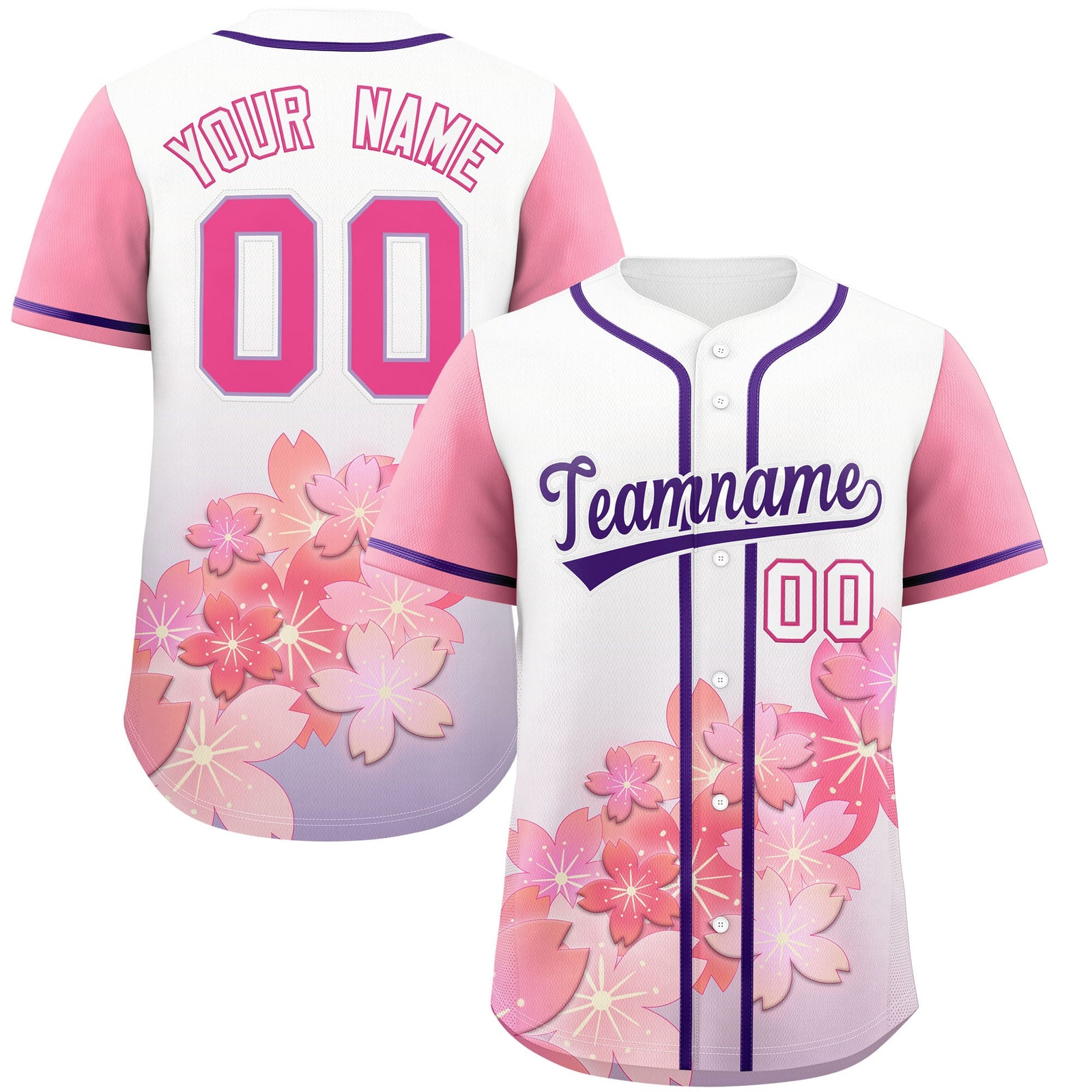 Custom Light Purple Pink Gradient Fashion Elastic Baseball Jersey| KXKSHOP