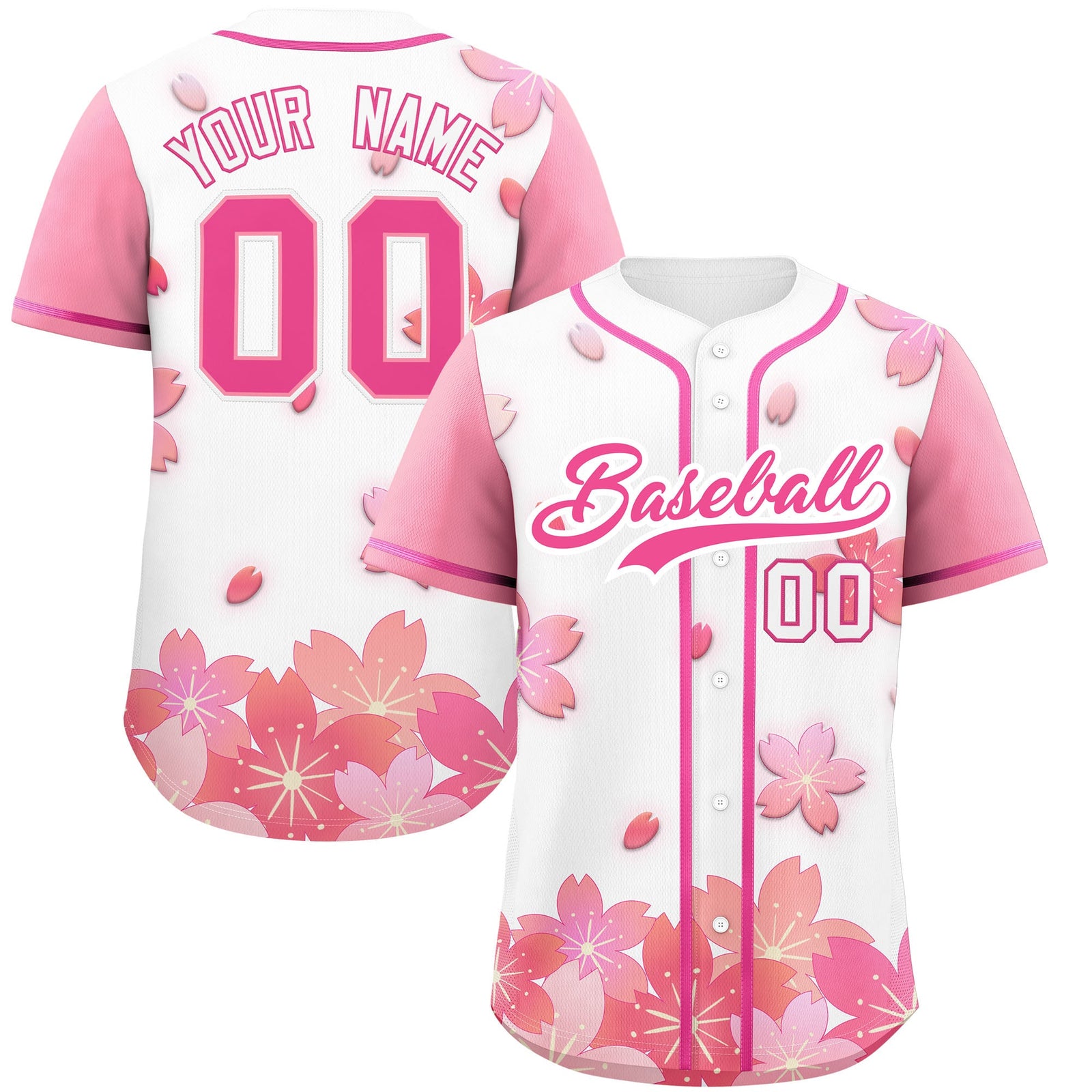 Custom White Pink Gradient Fashion Elastic Baseball Jersey| KXKSHOP