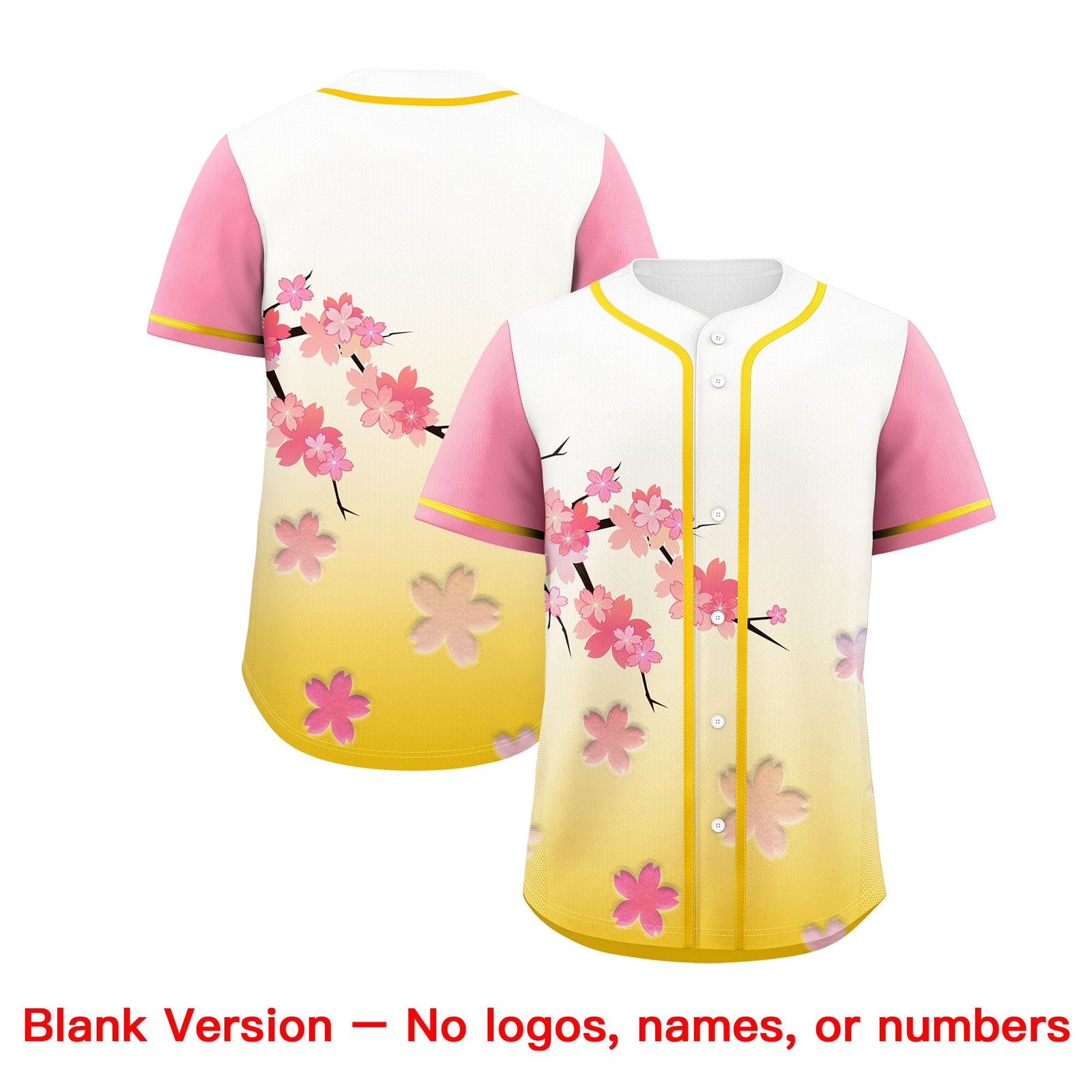 Custom Gold Pink Gradient Fashion Elastic Baseball Jersey| KXKSHOP