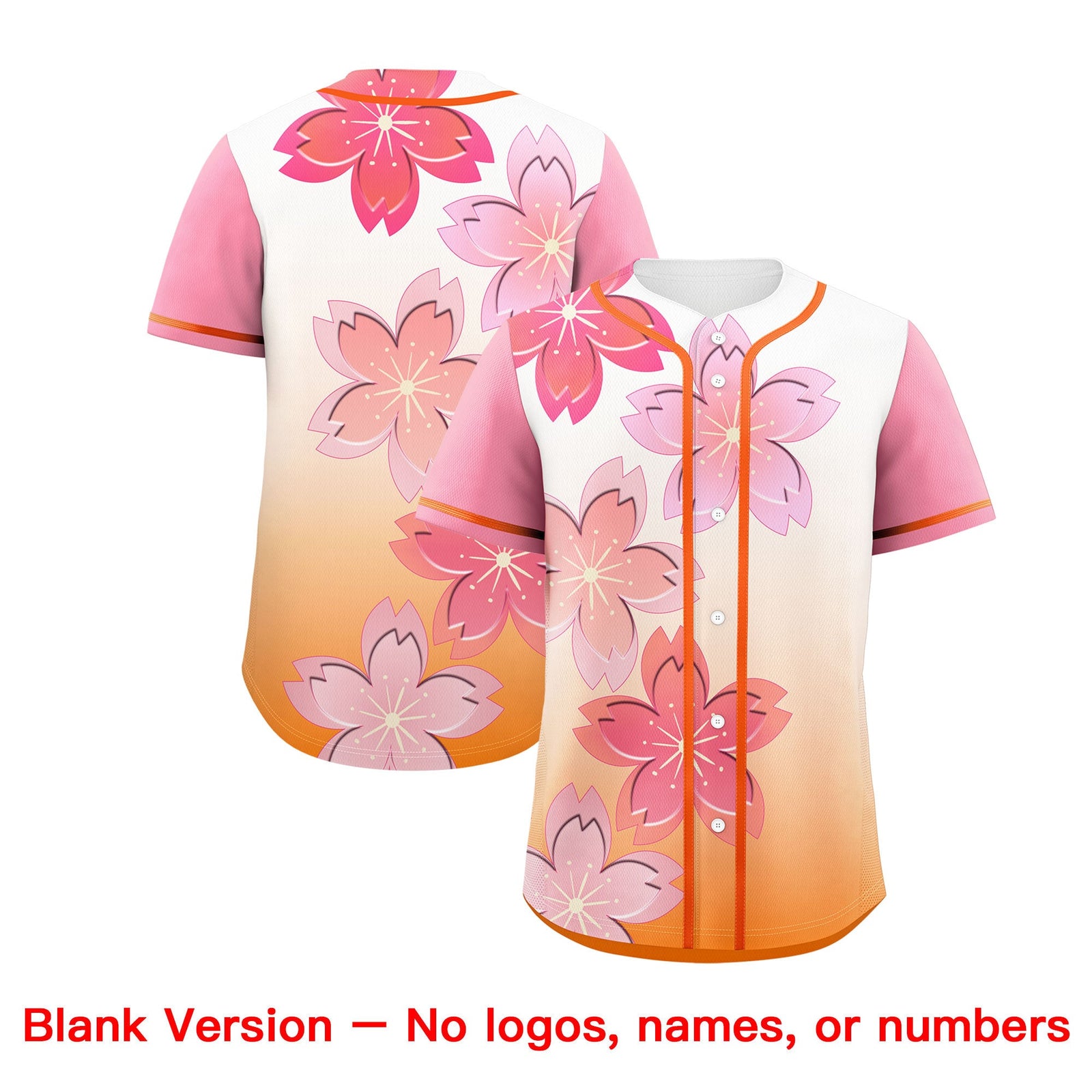 Custom Gold Orange Pink Gradient Fashion Elastic Baseball Jersey| KXKSHOP
