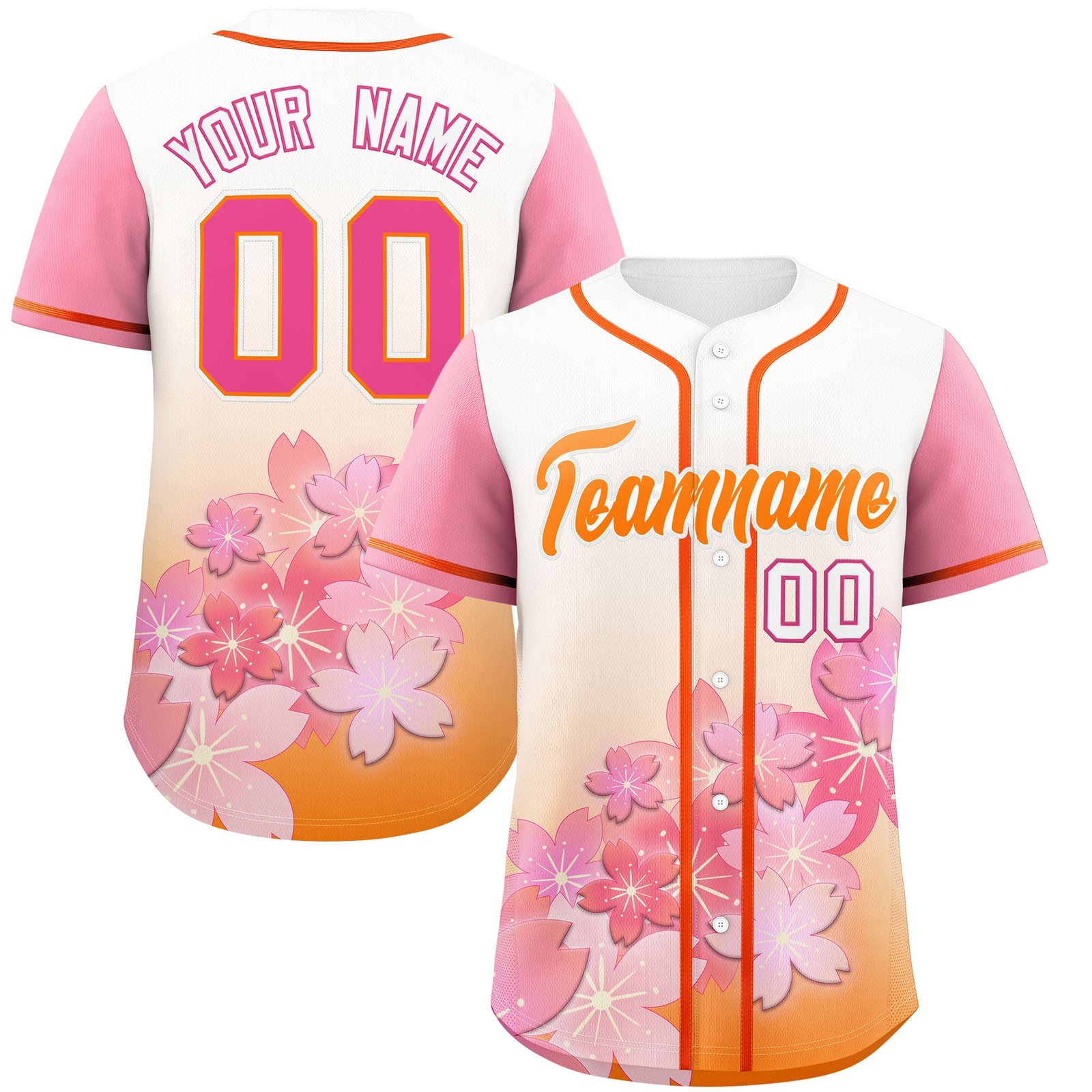 Custom Gold Orange Pink Gradient Fashion Elastic Baseball Jersey| KXKSHOP