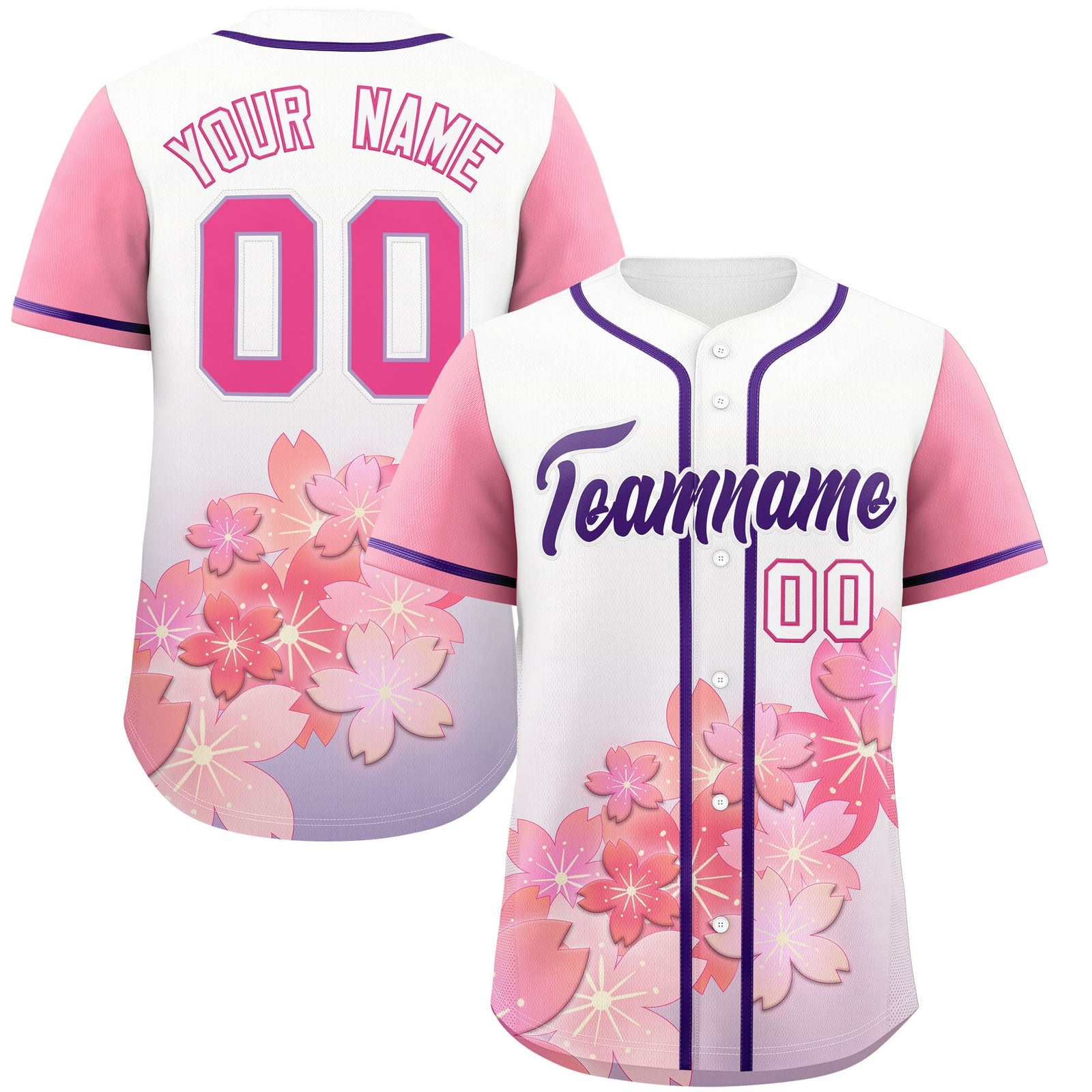 Custom Light Purple Pink Gradient Fashion Elastic Baseball Jersey| KXKSHOP