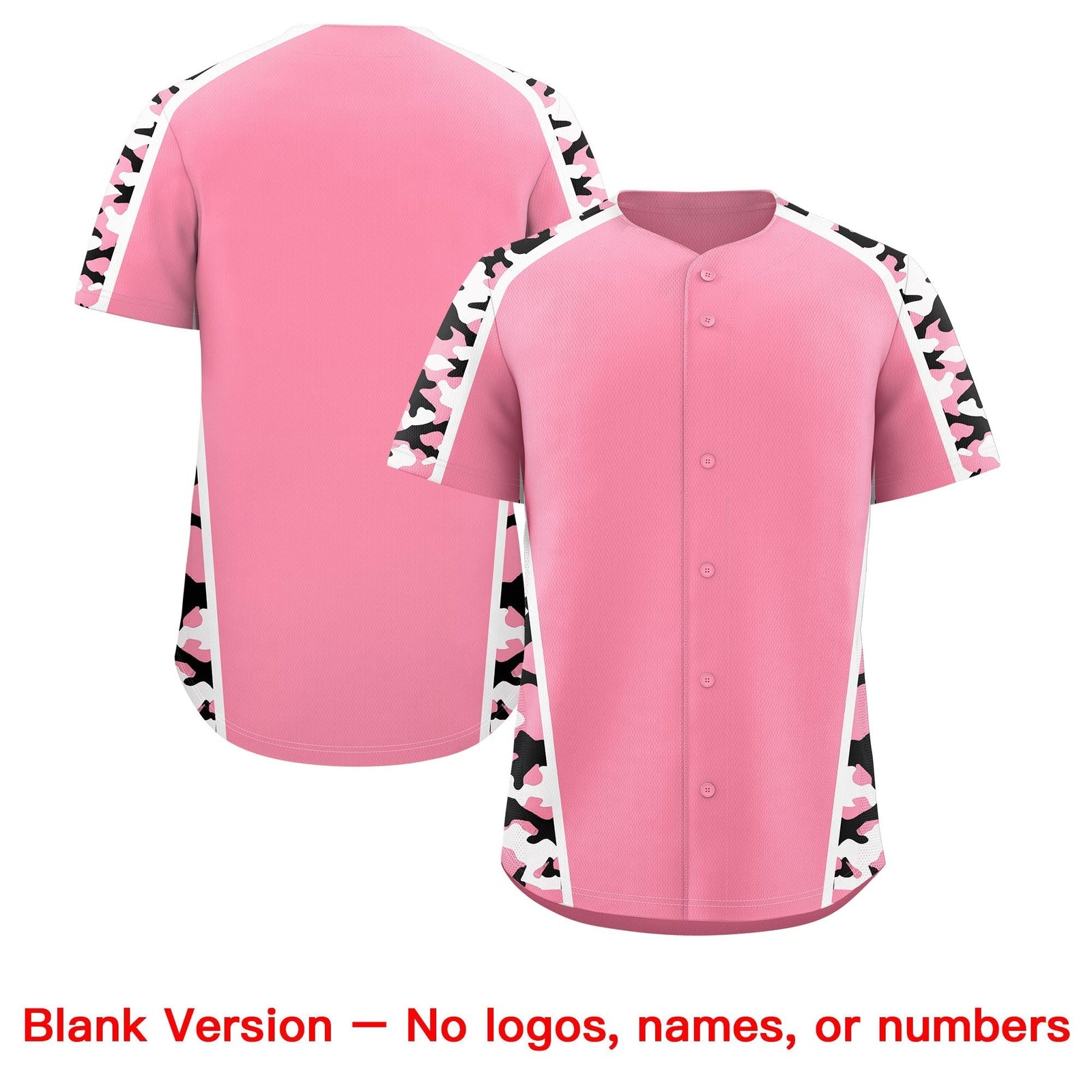 Custom Light Pink Black Side Camo Style Personalization Baseball Jersey| KXKSHOP