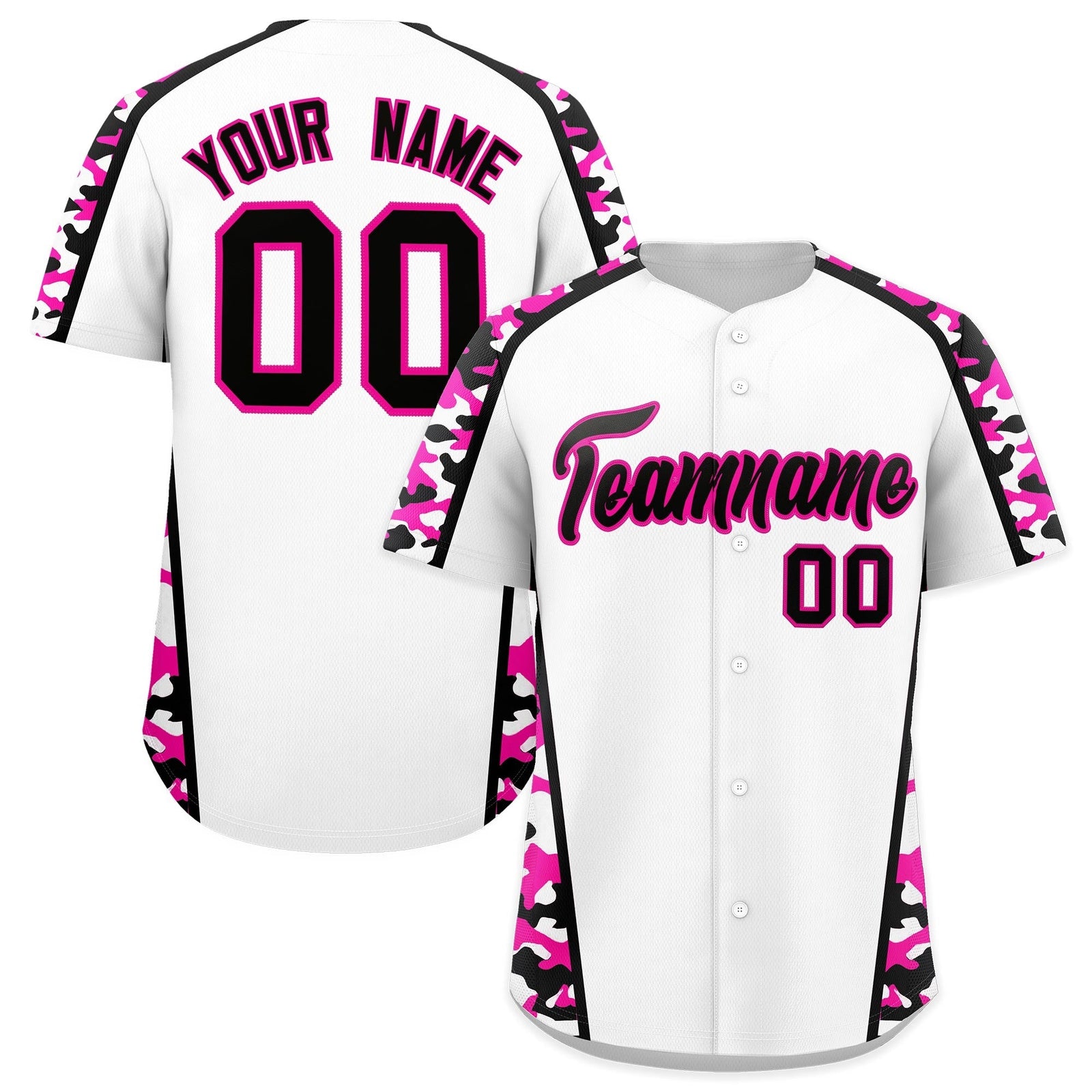 Custom White Rose Red Side Camo Style Personalization Baseball Jersey| KXKSHOP