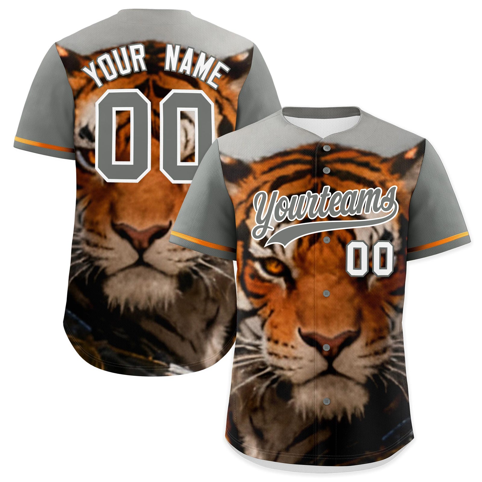 Custom Gray White Tiger Animal Series Personalization Graffiti Pattern Baseball Jersey| KXKSHOP