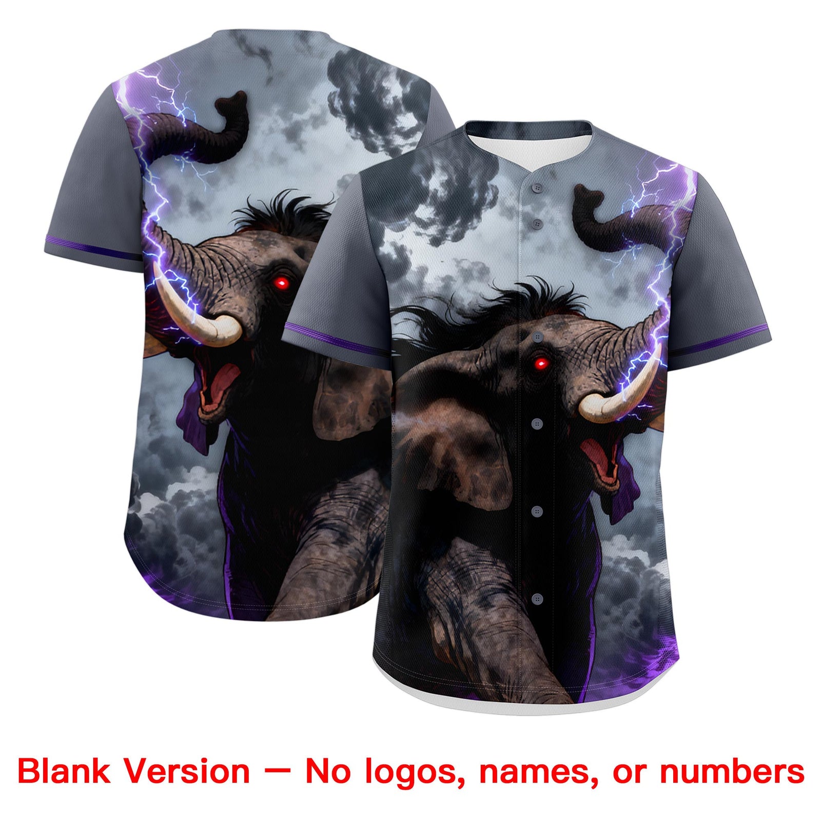 Custom Purple White Elephant Animal Series Personalization Graffiti Pattern Baseball Jersey| KXKSHOP