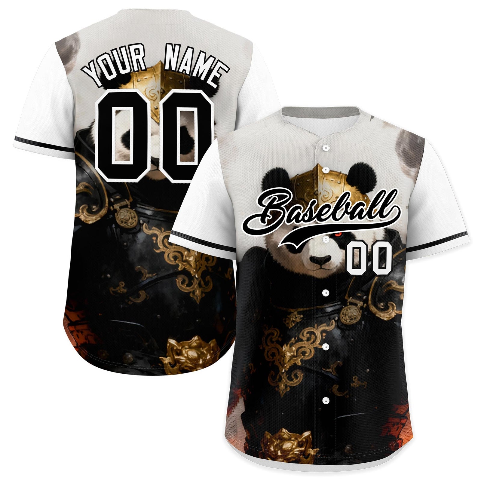 Custom White Black Panda Animal Series Personalization Graffiti Pattern Baseball Jersey| KXKSHOP