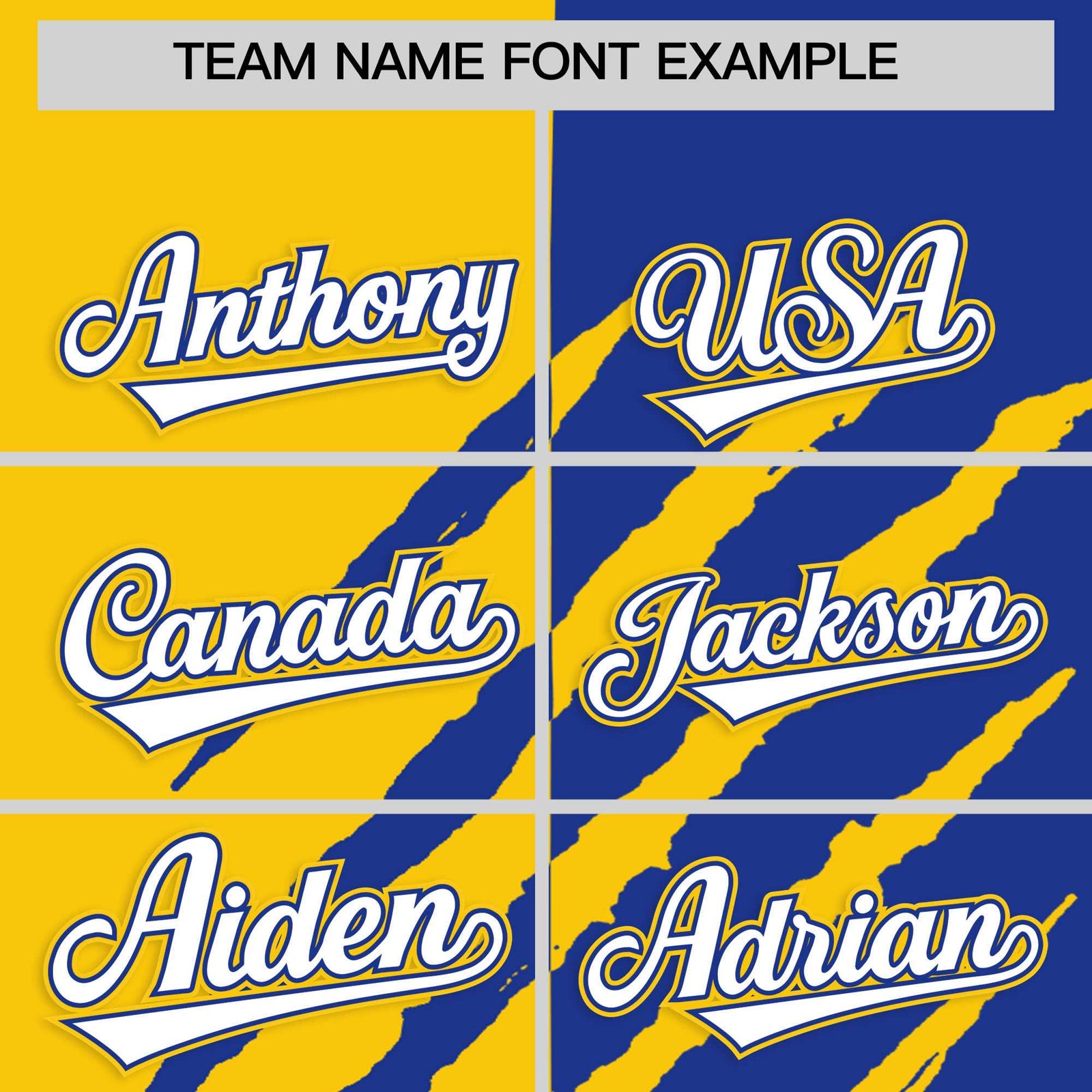 Custom Gold Royal Blue Split Tiger Claw Scratch Pattern Baseball Jersey