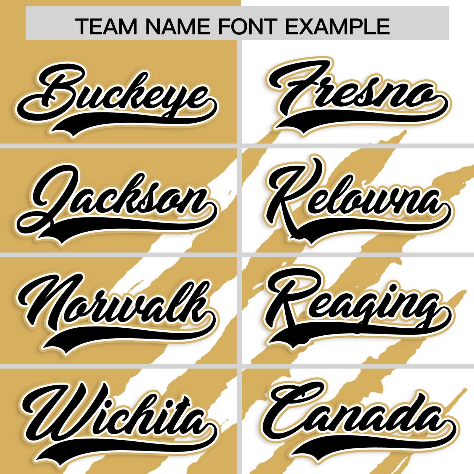 Custom Old Gold White Split Tiger Claw Scratch Pattern Baseball Jersey