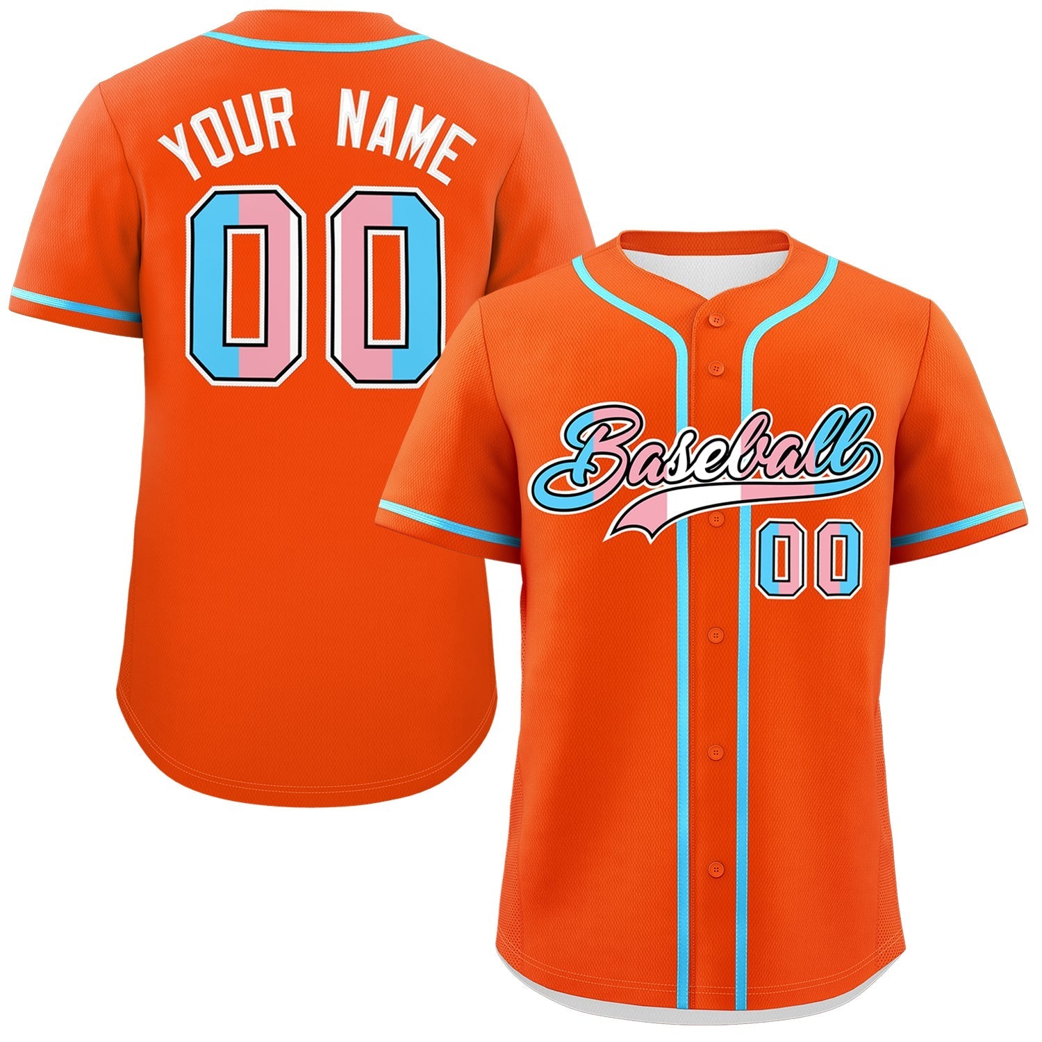 Custom Orange Powder Blue Transgender For Pride Month Classic Style Baseball Jersey| KXKSHOP