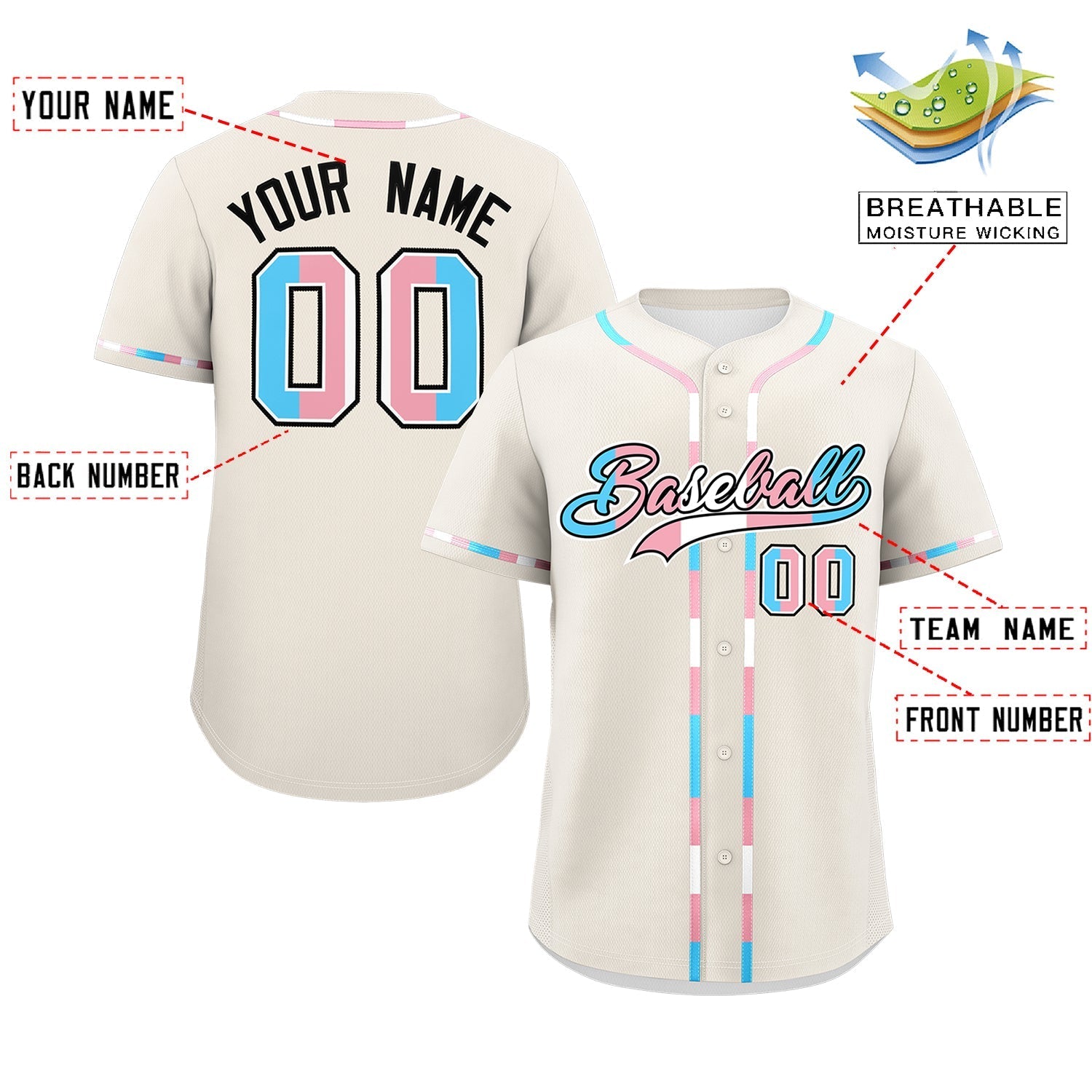 Custom Cream Transgender For Pride Month Classic Style Baseball Jersey| KXKSHOP