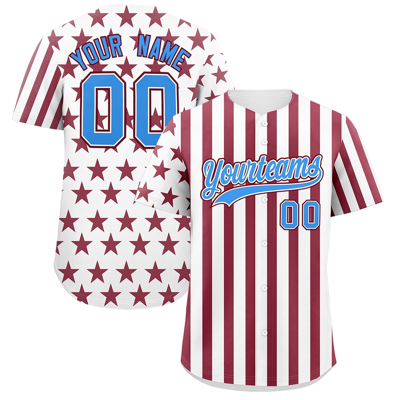 Custom White Crimson American Flag Graffiti Pattern Baseball Jersey| KXKSHOP