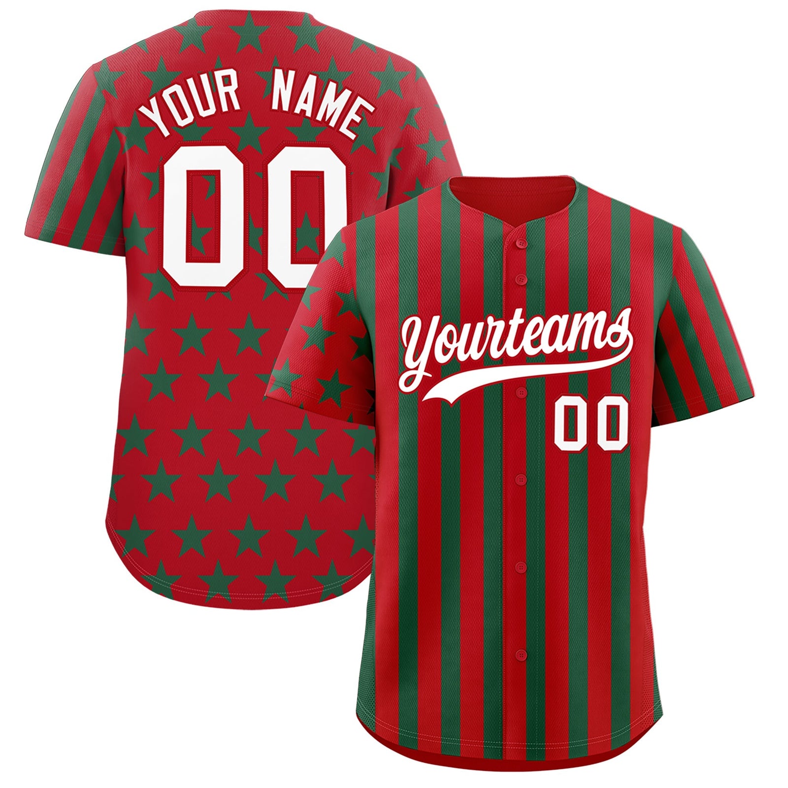 Custom Red Kelly Green American Flag Graffiti Pattern Baseball Jersey| KXKSHOP