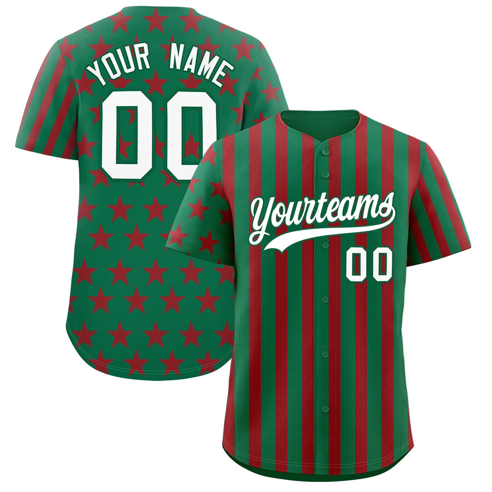 Custom Kelly Green Red American Flag Graffiti Pattern Baseball Jersey| KXKSHOP