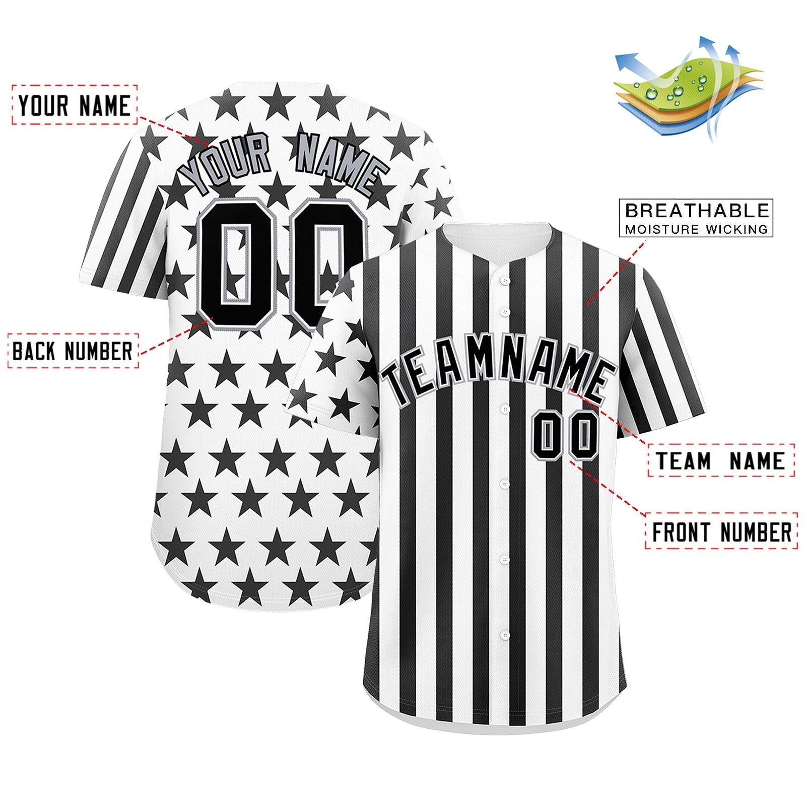 Custom White Black American Flag Graffiti Pattern Baseball Jersey| KXKSHOP