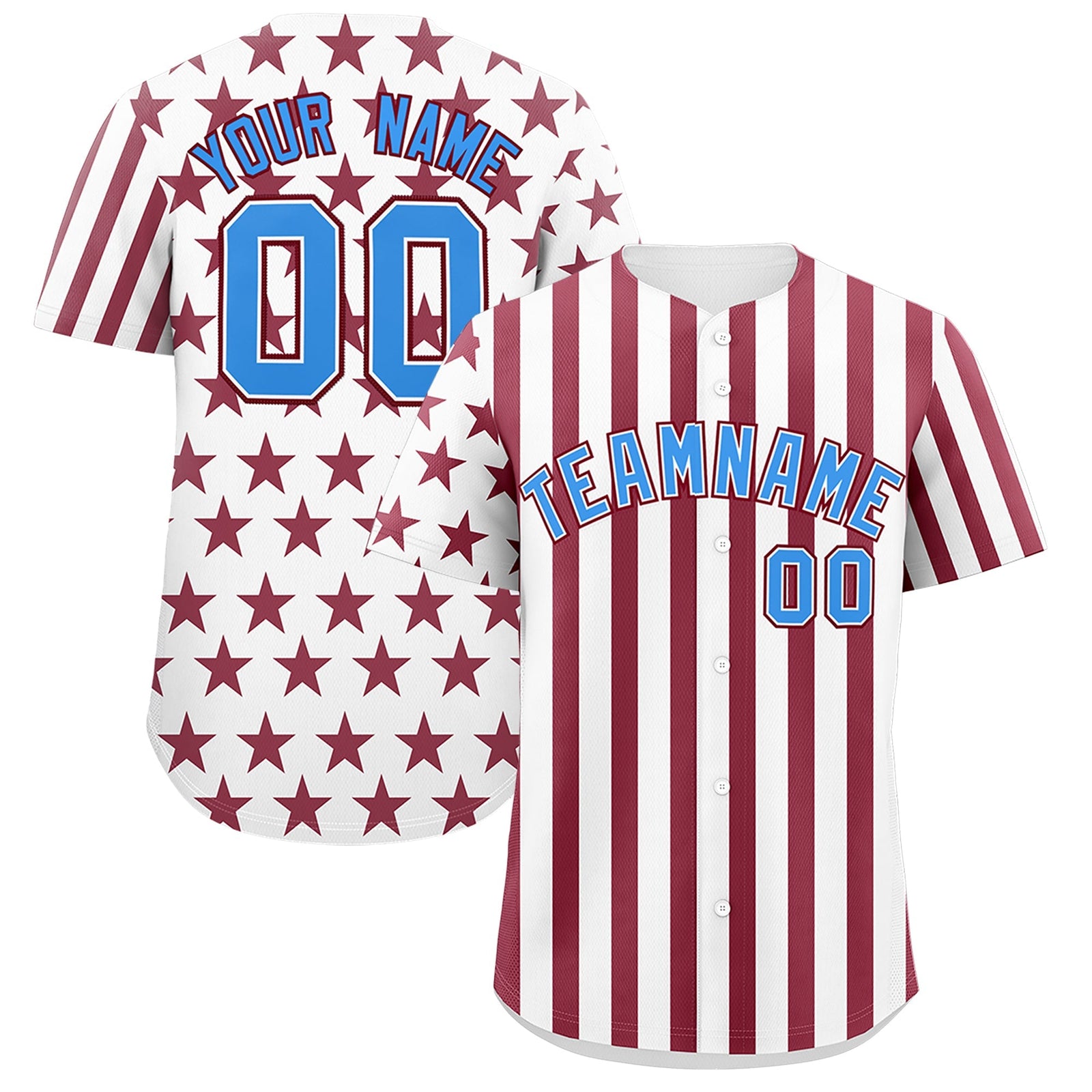 Custom White Crimson American Flag Graffiti Pattern Baseball Jersey| KXKSHOP