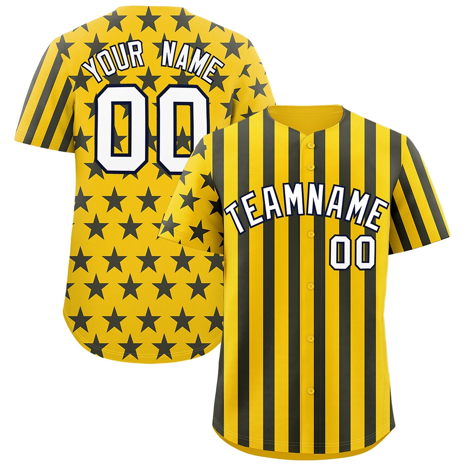 Custom Gold Navy White American Flag Graffiti Pattern Baseball Jersey| KXKSHOP