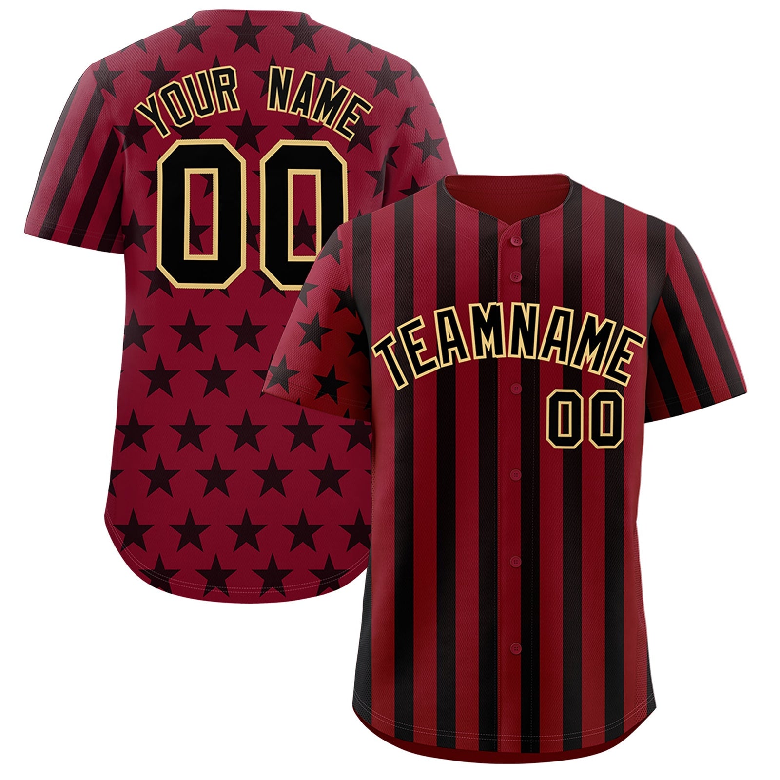 Custom Crimson Black American Flag Graffiti Pattern Baseball Jersey| KXKSHOP