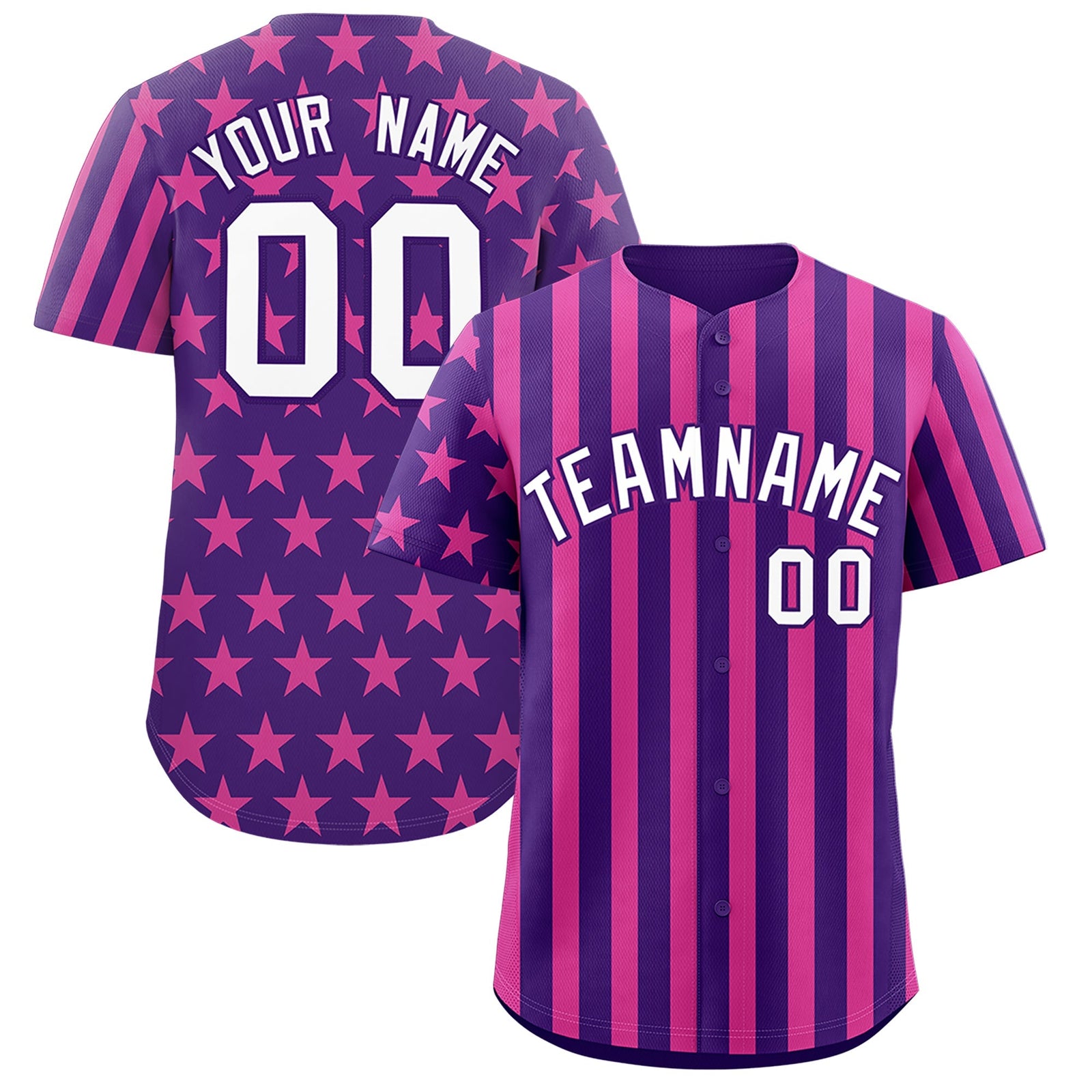 Custom Purple Pink American Flag Graffiti Pattern Baseball Jersey| KXKSHOP
