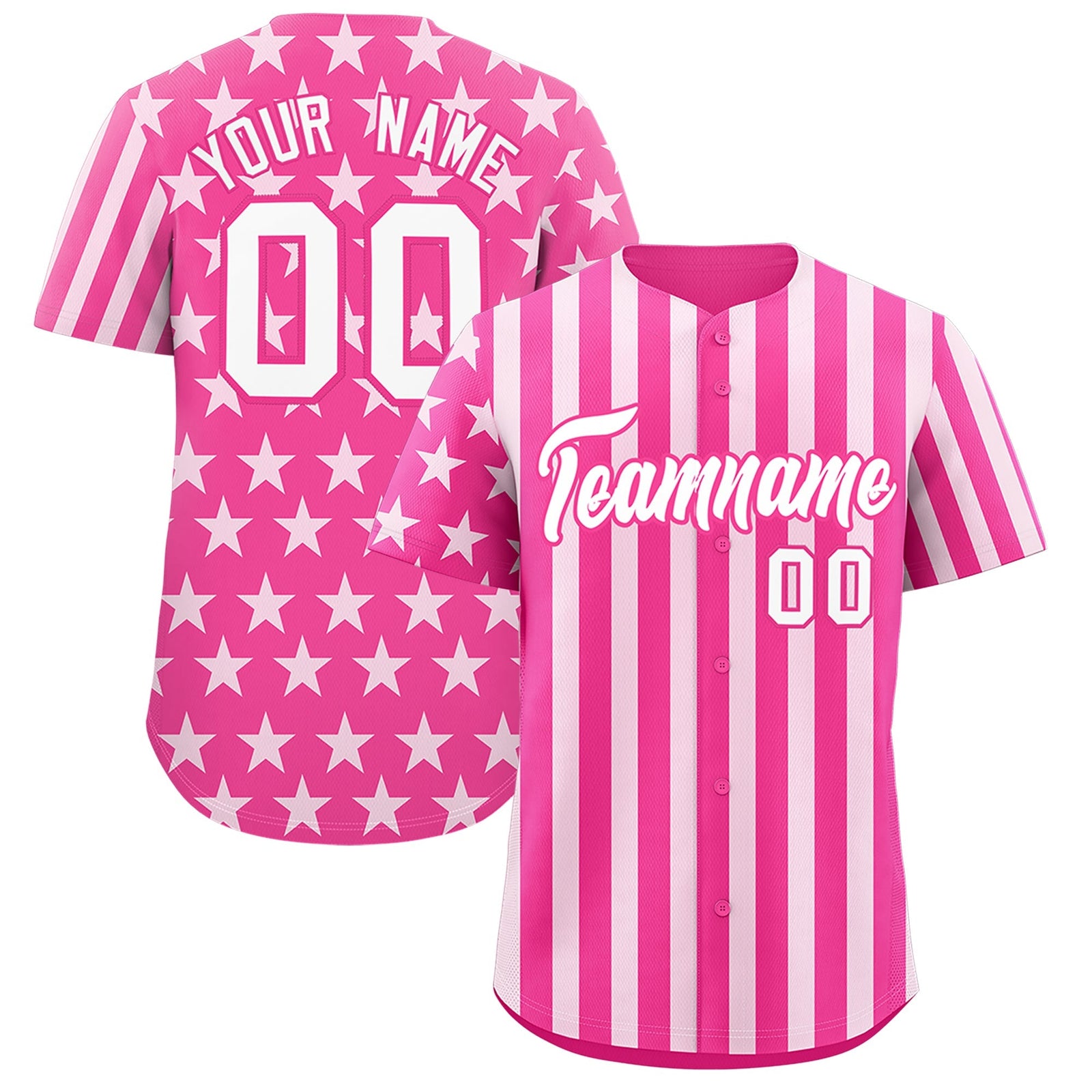 Custom Pink White American Flag Graffiti Pattern Baseball Jersey| KXKSHOP