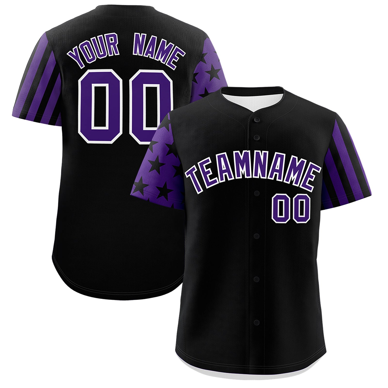 Custom Black Purple American Flag Raglan Sleeves Baseball Jersey| KXKSHOP