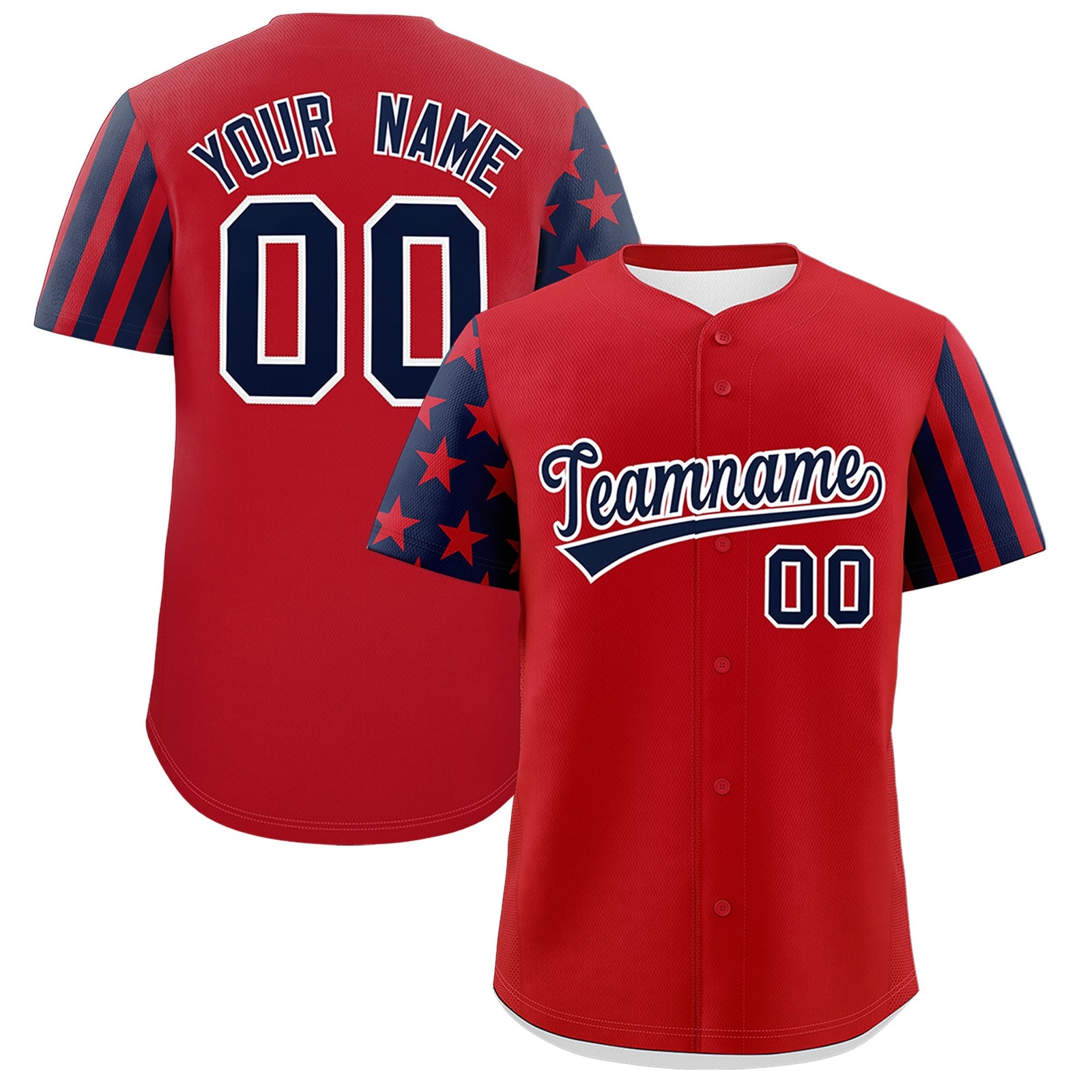 Custom Red Navy American Flag Raglan Sleeves Baseball Jersey| KXKSHOP
