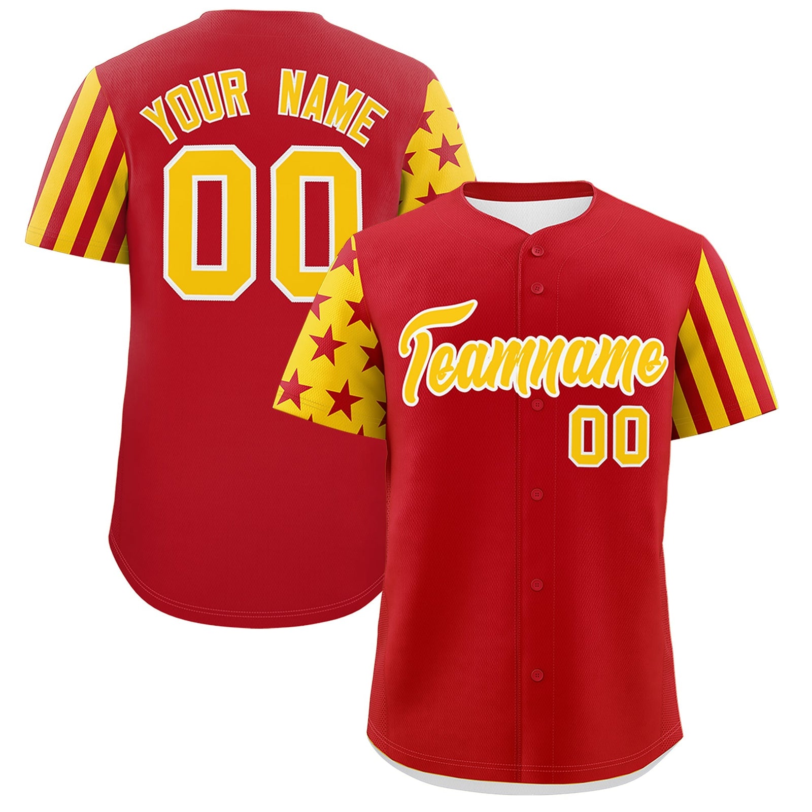 Custom Red Gold American Flag Raglan Sleeves Baseball Jersey| KXKSHOP