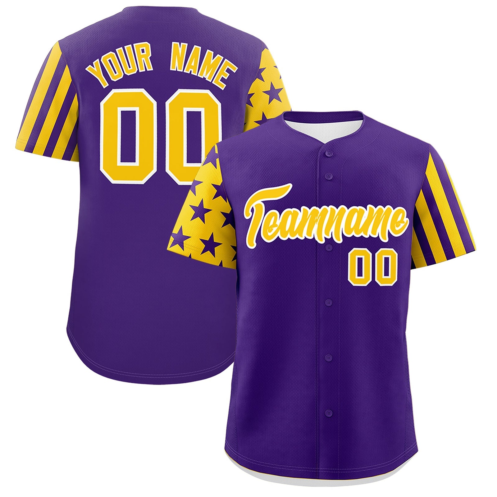 Custom Purple Gold American Flag Raglan Sleeves Baseball Jersey| KXKSHOP