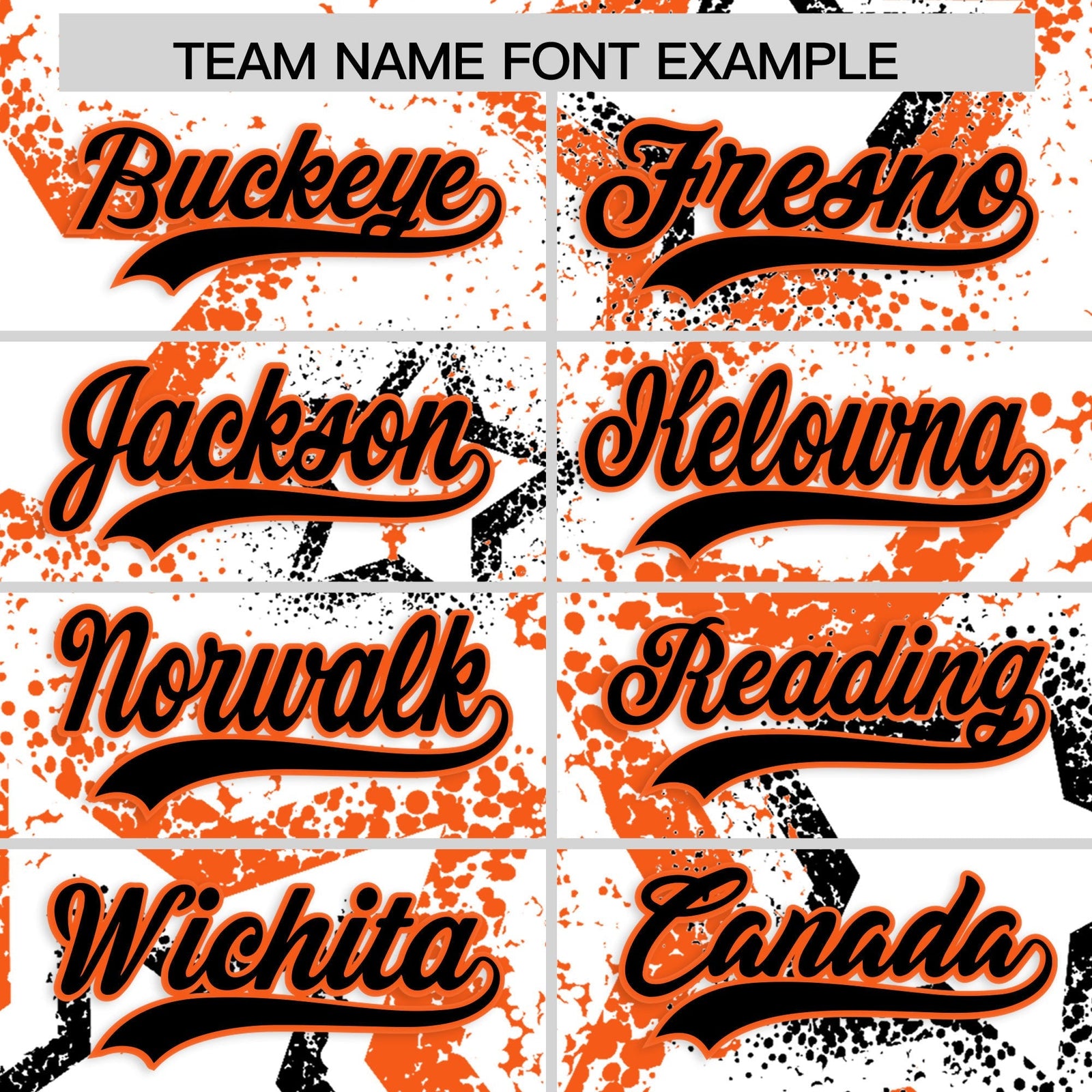 Custom White Orange Black Star-Shaped Ink Texture Graffiti Pattern Baseball Jersey | Sublimation Printed & Stitched,Add Name and Numbern,Perfect for Parties,Perfect for Training | KXKSHOP