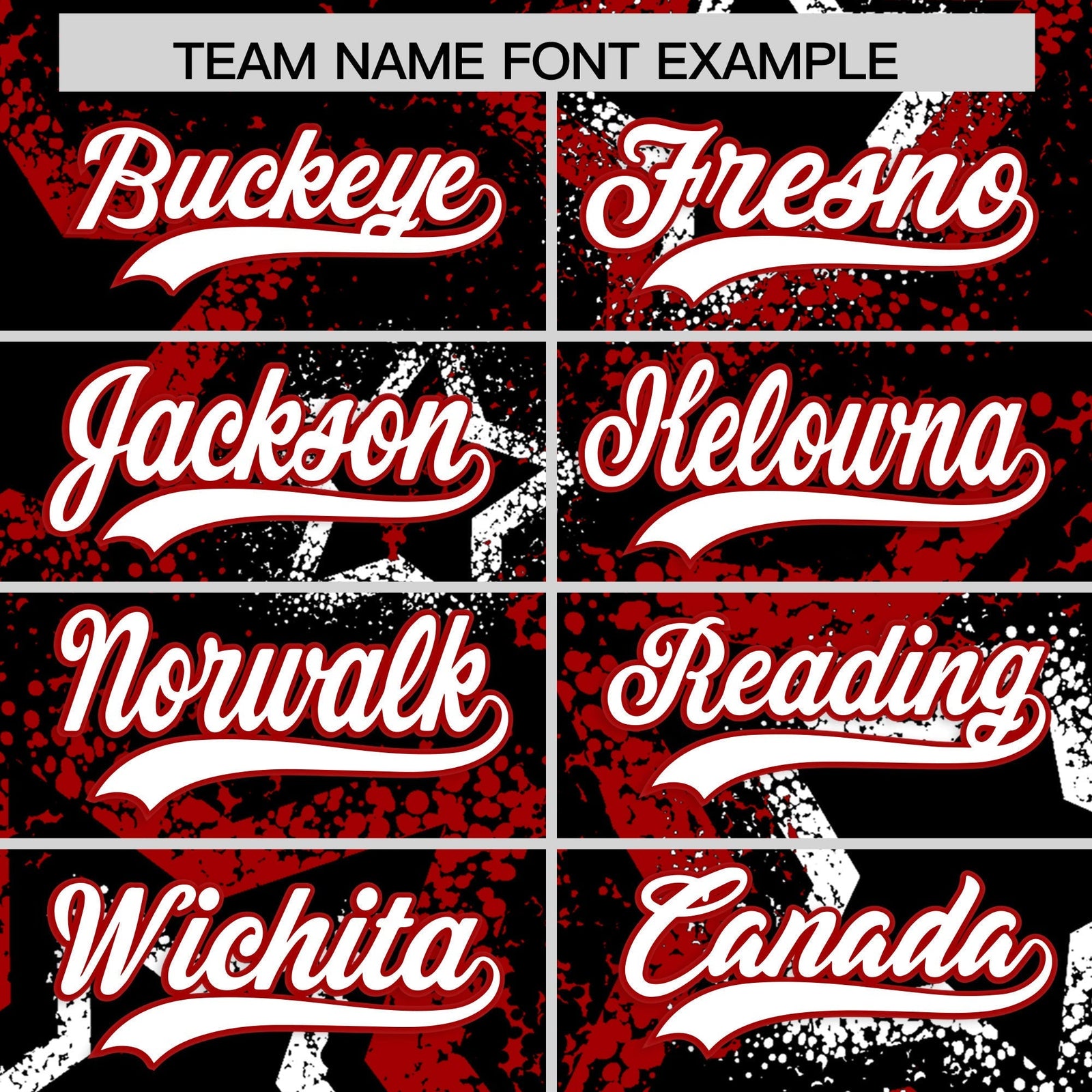 Custom Black White Red Star-Shaped Ink Texture Graffiti Pattern Baseball Jersey | Sublimation Printed & Stitched,Add Name and Numbern,Perfect for Parties,Perfect for Training | KXKSHOP