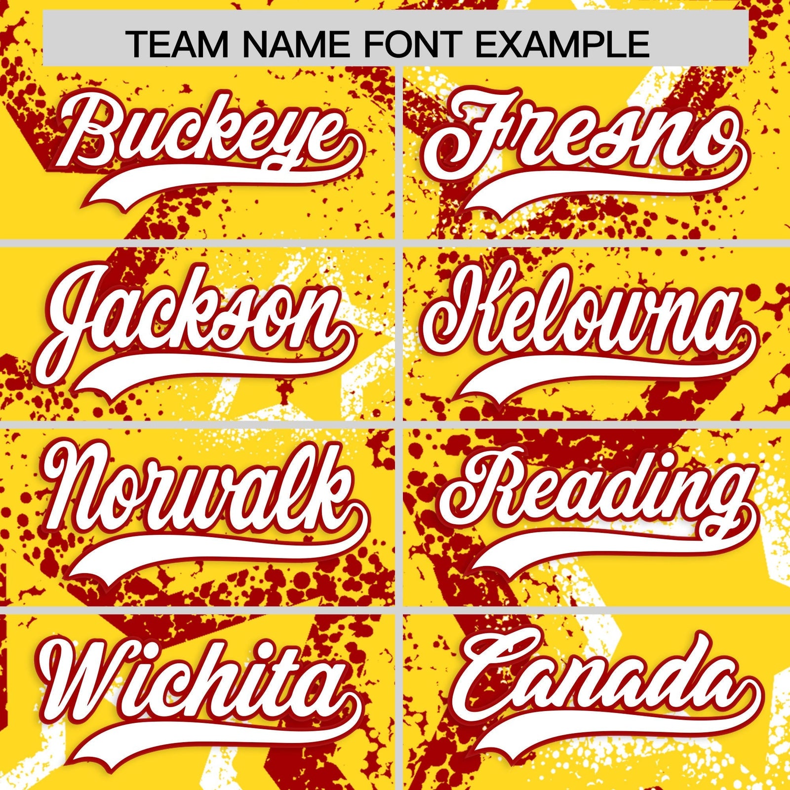 Custom Gold White Red Star-Shaped Ink Texture Graffiti Pattern Baseball Jersey | Sublimation Printed & Stitched,Add Name and Numbern,Perfect for Parties,Perfect for Training | KXKSHOP