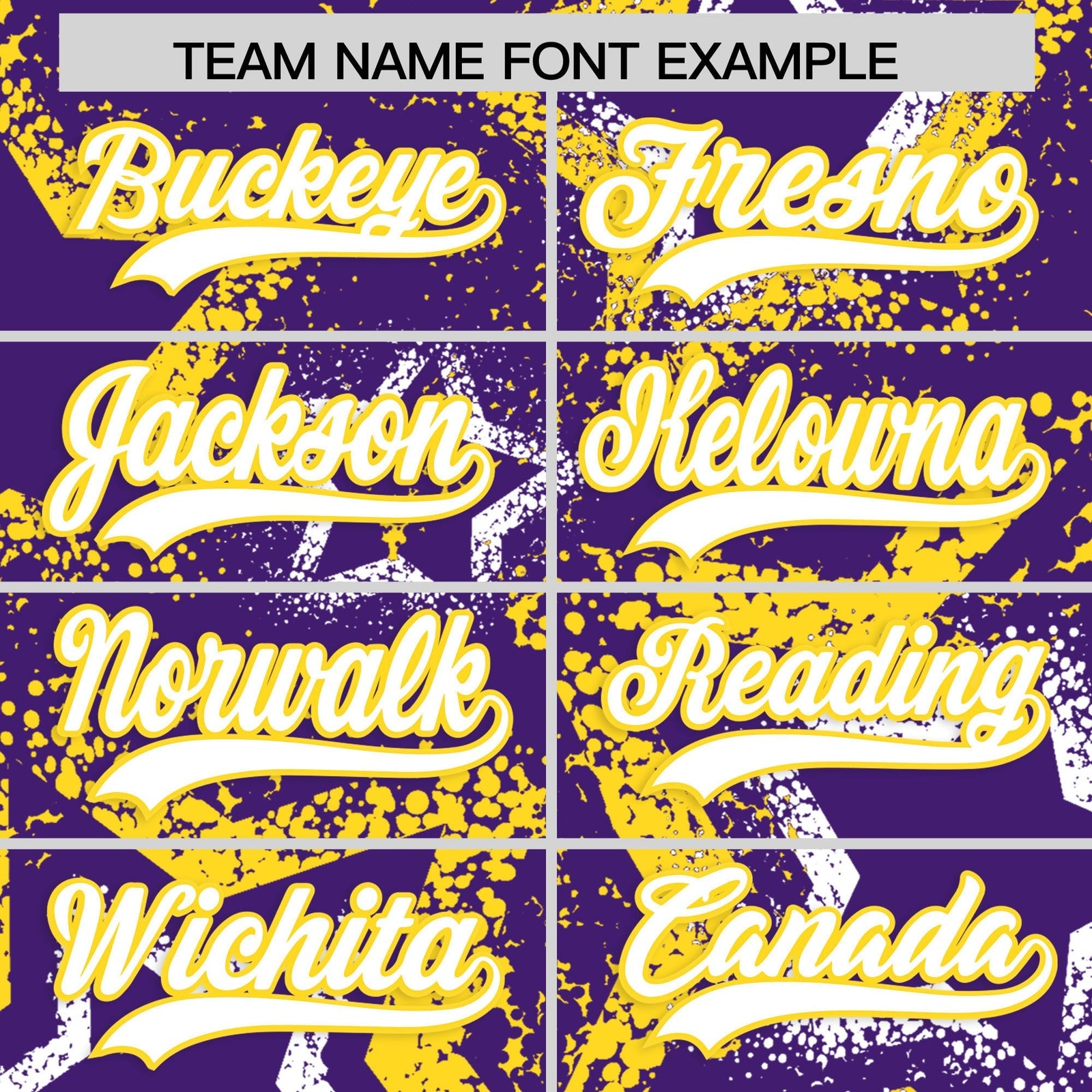 Custom Purple White Gold Star-Shaped Ink Texture Graffiti Pattern Baseball Jersey | Sublimation Printed & Stitched,Add Name and Numbern,Perfect for Parties,Perfect for Training | KXKSHOP
