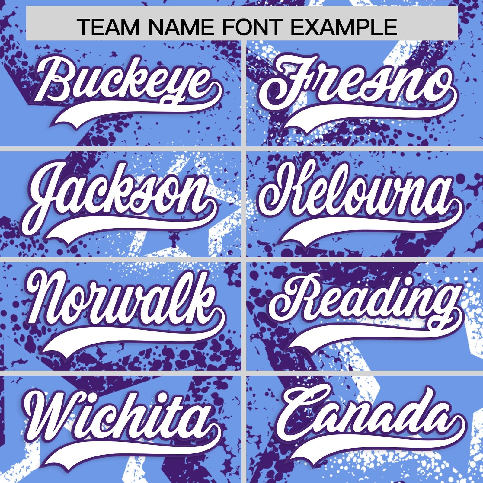 Custom Light Blue White Purple Star-Shaped Ink Texture Graffiti Pattern Baseball Jersey | Sublimation Printed & Stitched,Add Name and Numbern,Perfect for Parties,Perfect for Training | KXKSHOP