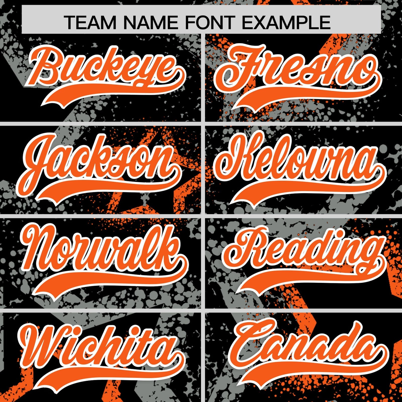 Custom Black Orange White Star-Shaped Ink Texture Graffiti Pattern Baseball Jersey | Sublimation Printed & Stitched,Add Name and Numbern,Perfect for Parties,Perfect for Training | KXKSHOP