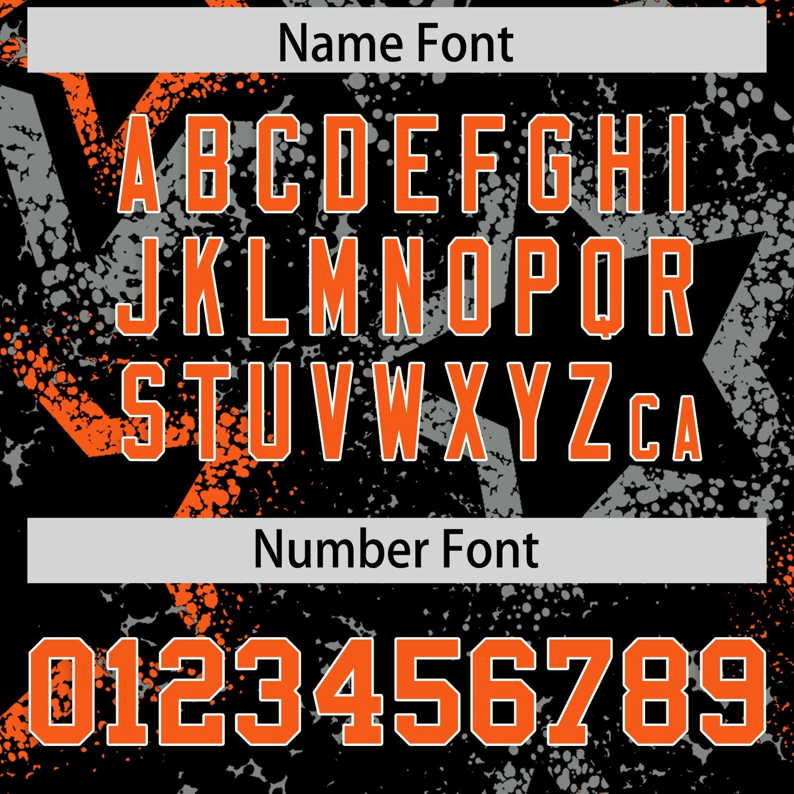 Custom Black Orange White Star-Shaped Ink Texture Graffiti Pattern Baseball Jersey | Sublimation Printed & Stitched,Add Name and Numbern,Perfect for Parties,Perfect for Training | KXKSHOP