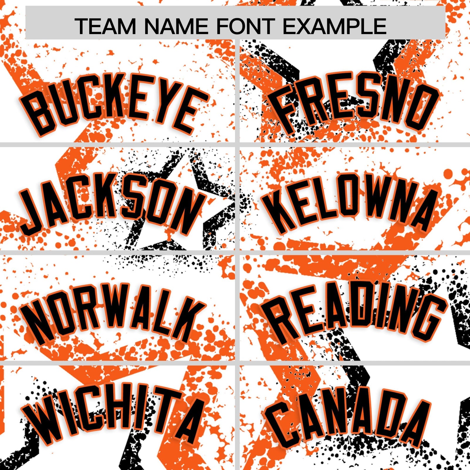 Custom White Orange Black Star-Shaped Ink Texture Graffiti Pattern Baseball Jersey | Sublimation Printed & Stitched,Add Name and Numbern,Perfect for Parties,Perfect for Training | KXKSHOP