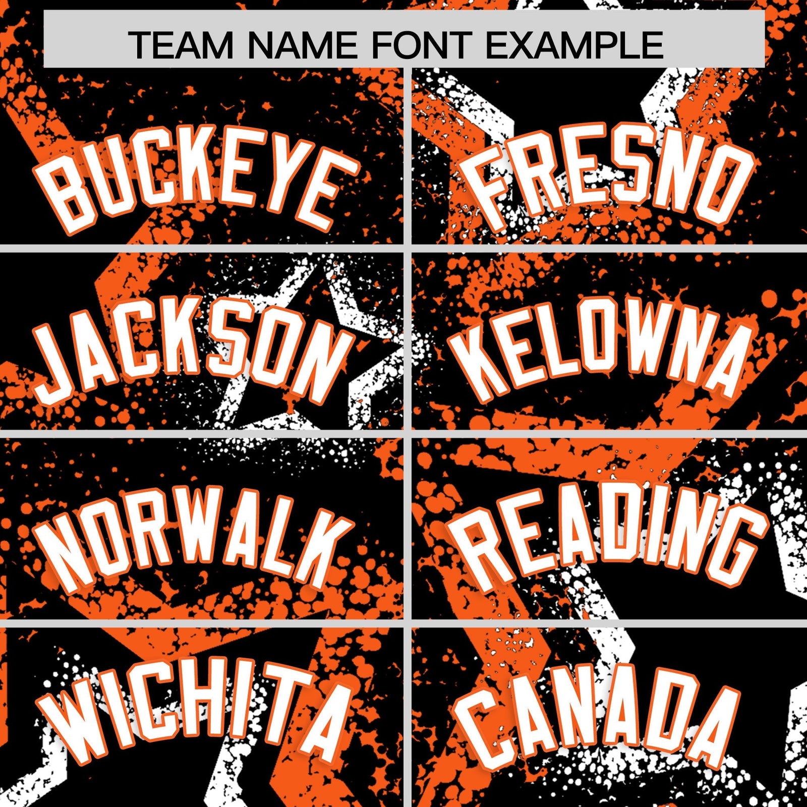 Custom Black White Orange Star-Shaped Ink Texture Graffiti Pattern Baseball Jersey | Sublimation Printed & Stitched,Add Name and Numbern,Perfect for Parties,Perfect for Training | KXKSHOP