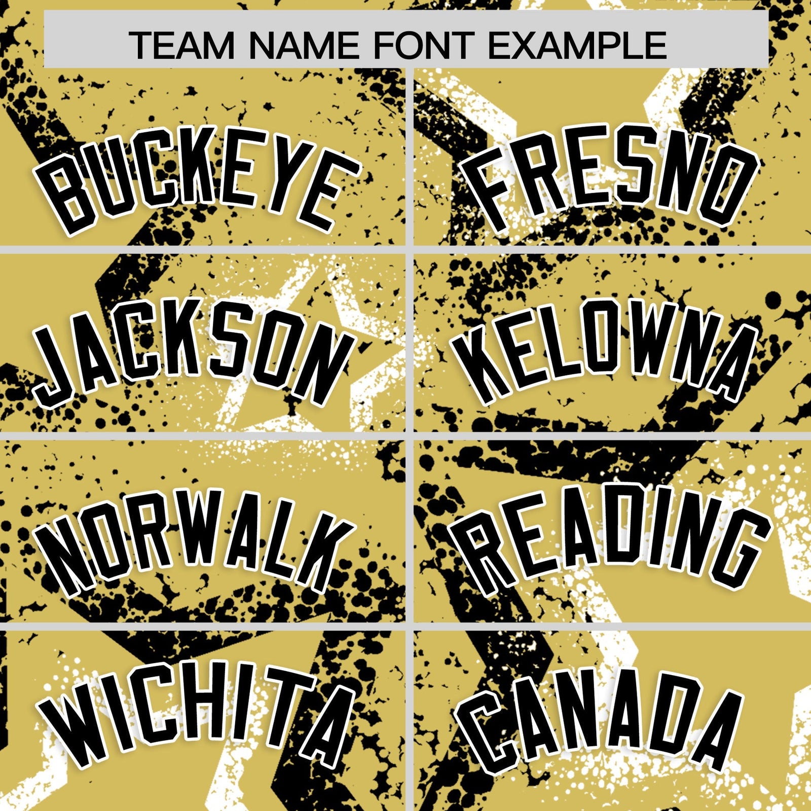 Custom Old Gold White Black Star-Shaped Ink Texture Graffiti Pattern Baseball Jersey | Sublimation Printed & Stitched,Add Name and Numbern,Perfect for Parties,Perfect for Training | KXKSHOP