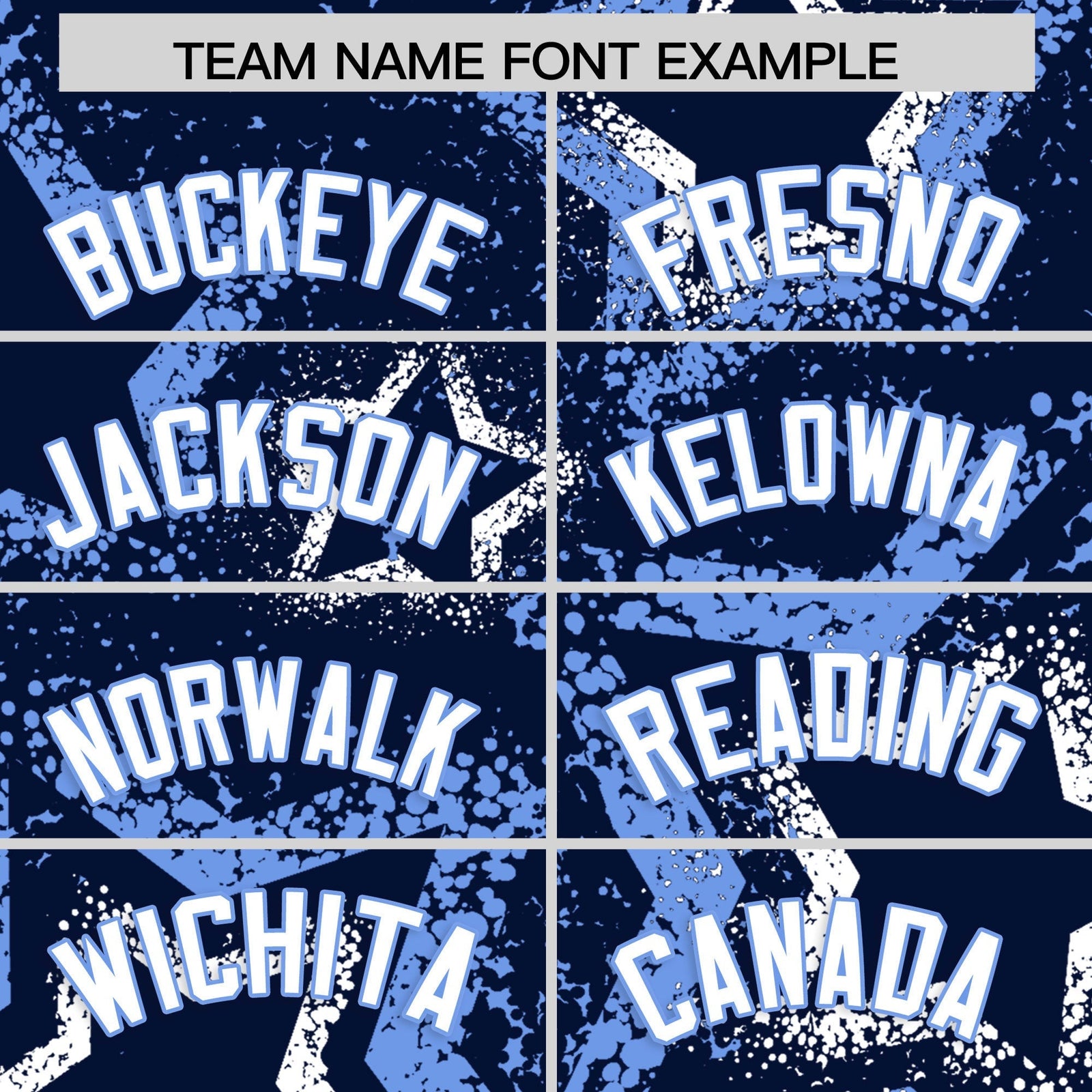 Custom Navy White Light Blue Star-Shaped Ink Texture Graffiti Pattern Baseball Jersey | Sublimation Printed & Stitched,Add Name and Numbern,Perfect for Parties,Perfect for Training | KXKSHOP