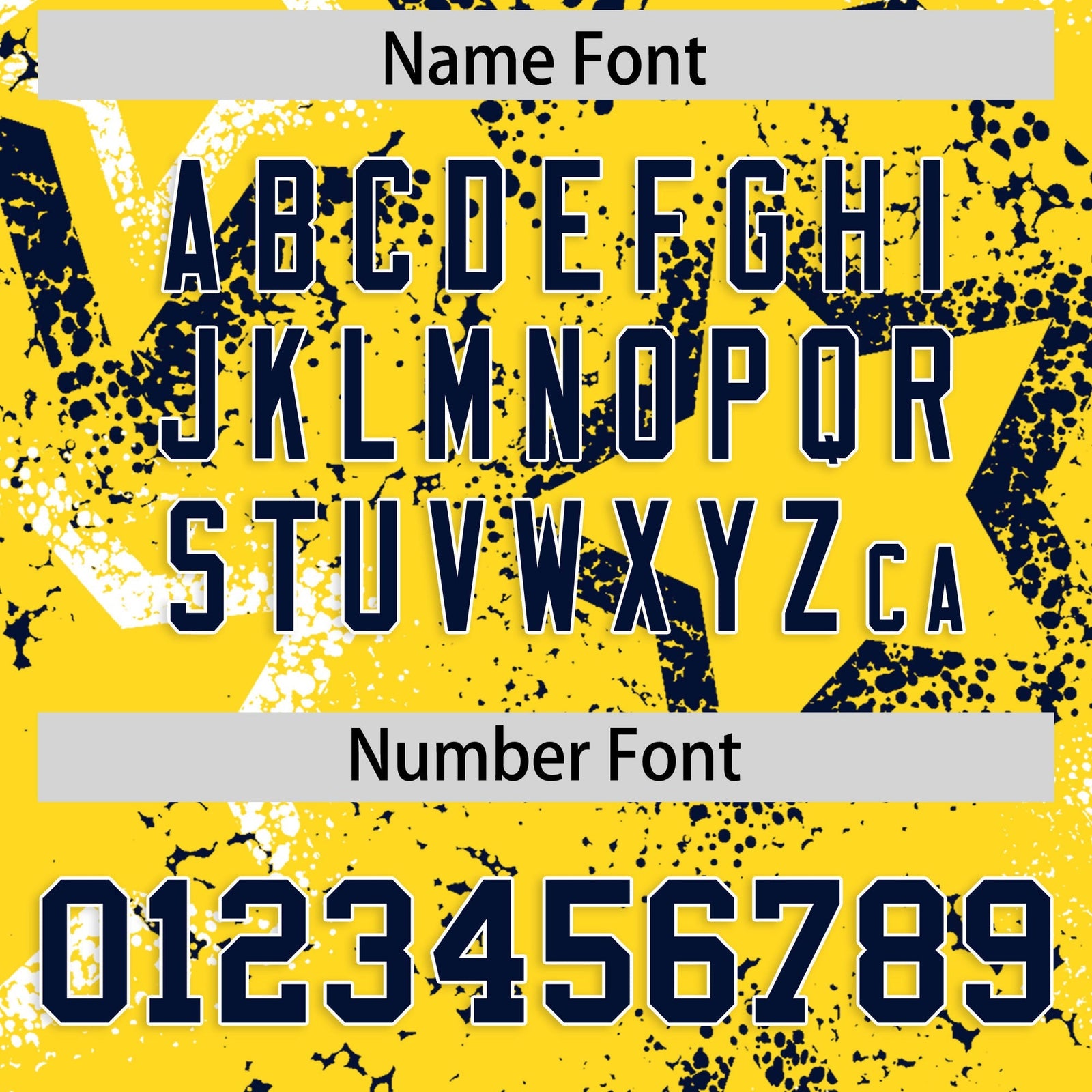 Custom Gold White Navy Star-Shaped Ink Texture Graffiti Pattern Baseball Jersey | Sublimation Printed & Stitched,Add Name and Numbern,Perfect for Parties,Perfect for Training | KXKSHOP