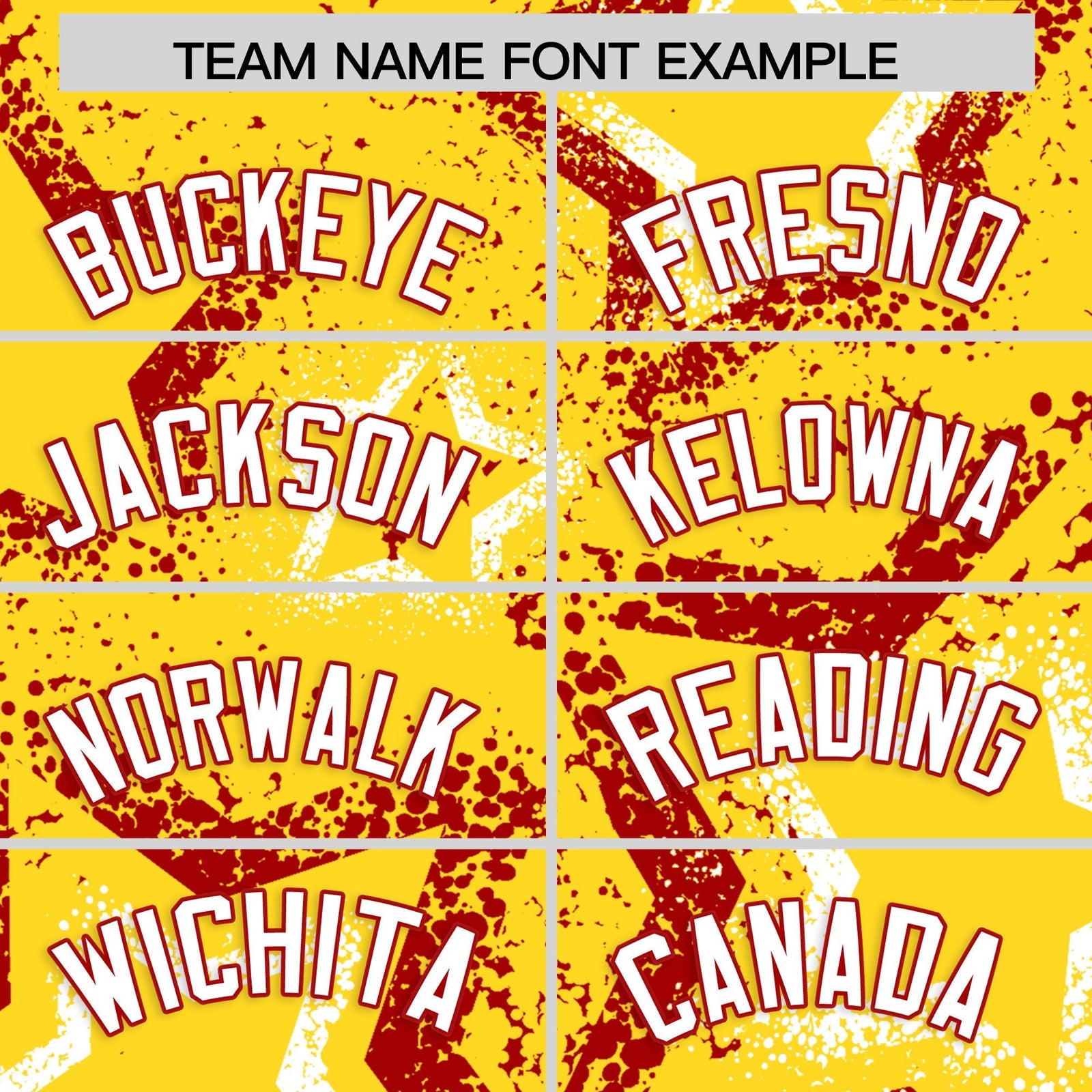 Custom Gold White Red Star-Shaped Ink Texture Graffiti Pattern Baseball Jersey | Sublimation Printed & Stitched,Add Name and Numbern,Perfect for Parties,Perfect for Training | KXKSHOP