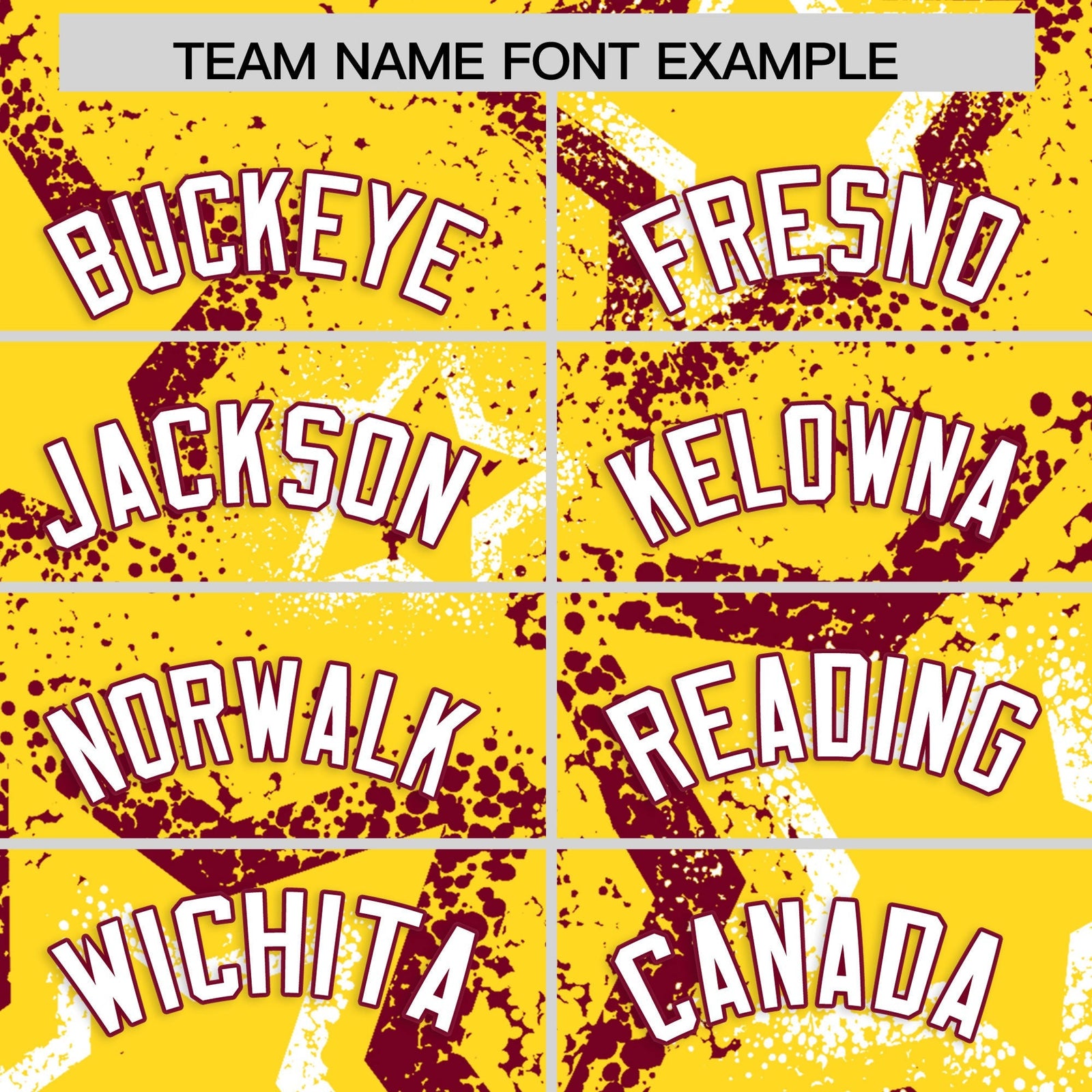 Custom Gold White Crimson Star-Shaped Ink Texture Graffiti Pattern Baseball Jersey | Sublimation Printed & Stitched,Add Name and Numbern,Perfect for Parties,Perfect for Training | KXKSHOP