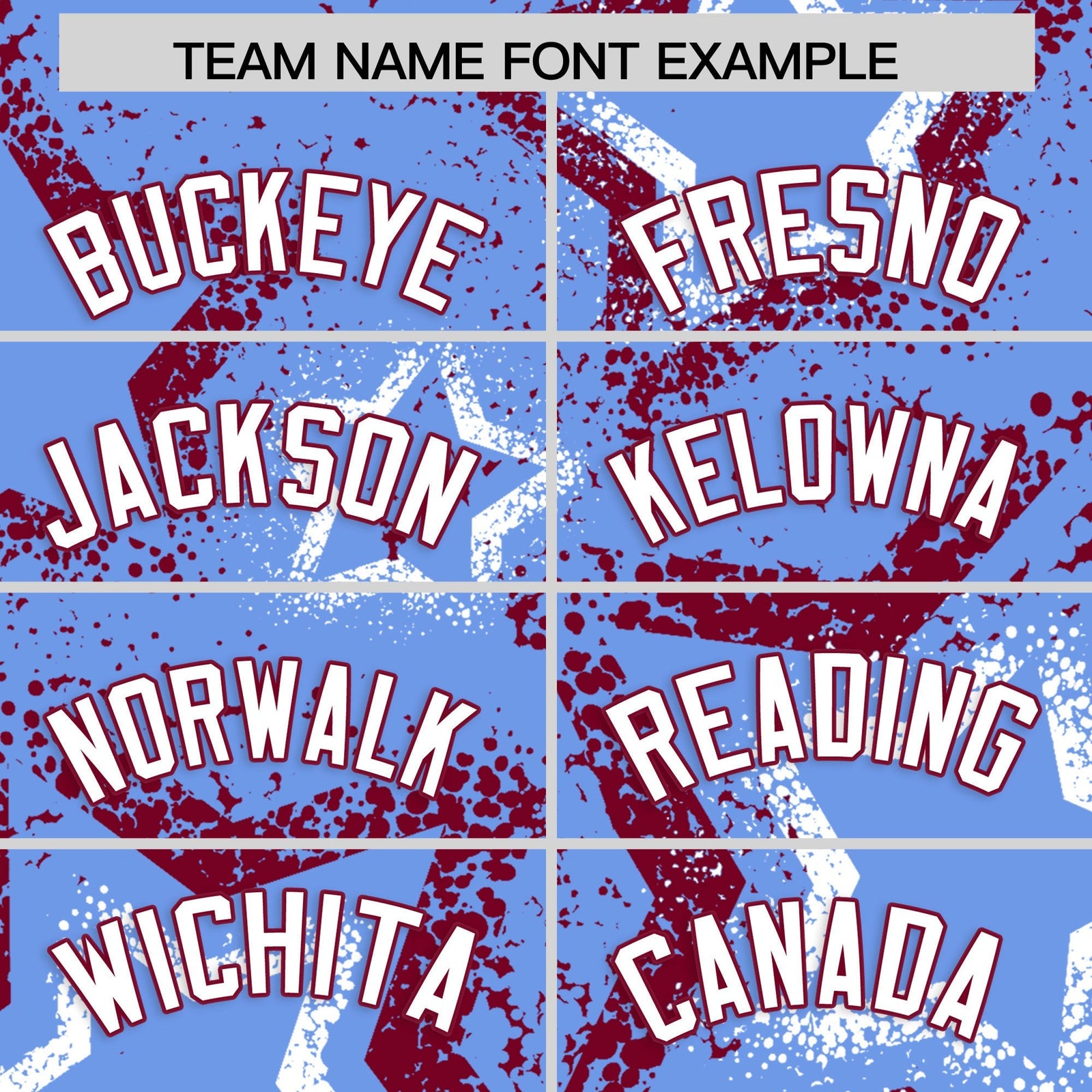 Custom Light Blue White Crimson Star-Shaped Ink Texture Graffiti Pattern Baseball Jersey | Sublimation Printed & Stitched,Add Name and Numbern,Perfect for Parties,Perfect for Training | KXKSHOP