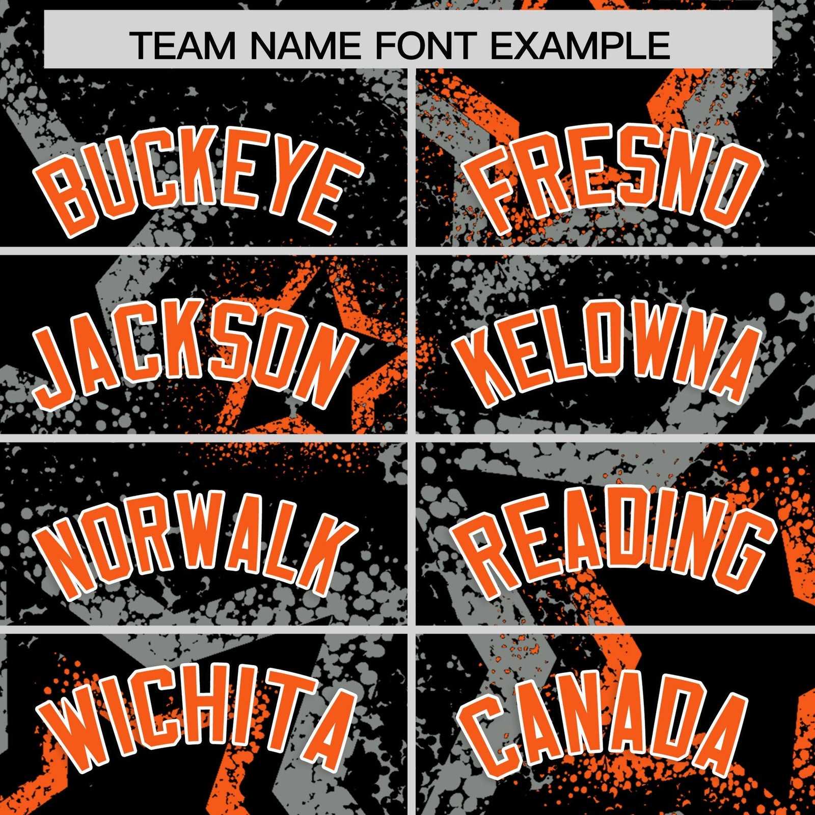 Custom Black Orange White Star-Shaped Ink Texture Graffiti Pattern Baseball Jersey | Sublimation Printed & Stitched,Add Name and Numbern,Perfect for Parties,Perfect for Training | KXKSHOP