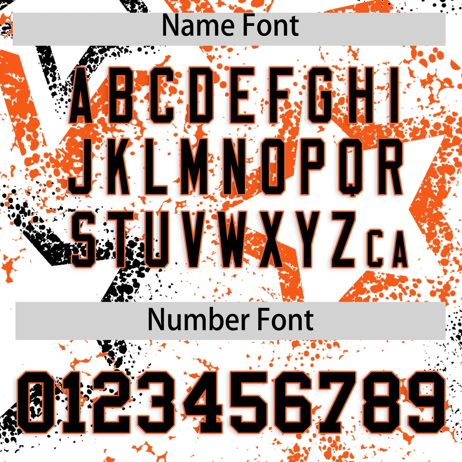Custom White Orange Black Star-Shaped Ink Texture Graffiti Pattern Baseball Jersey | Sublimation Printed & Stitched,Add Name and Numbern,Perfect for Parties,Perfect for Training | KXKSHOP