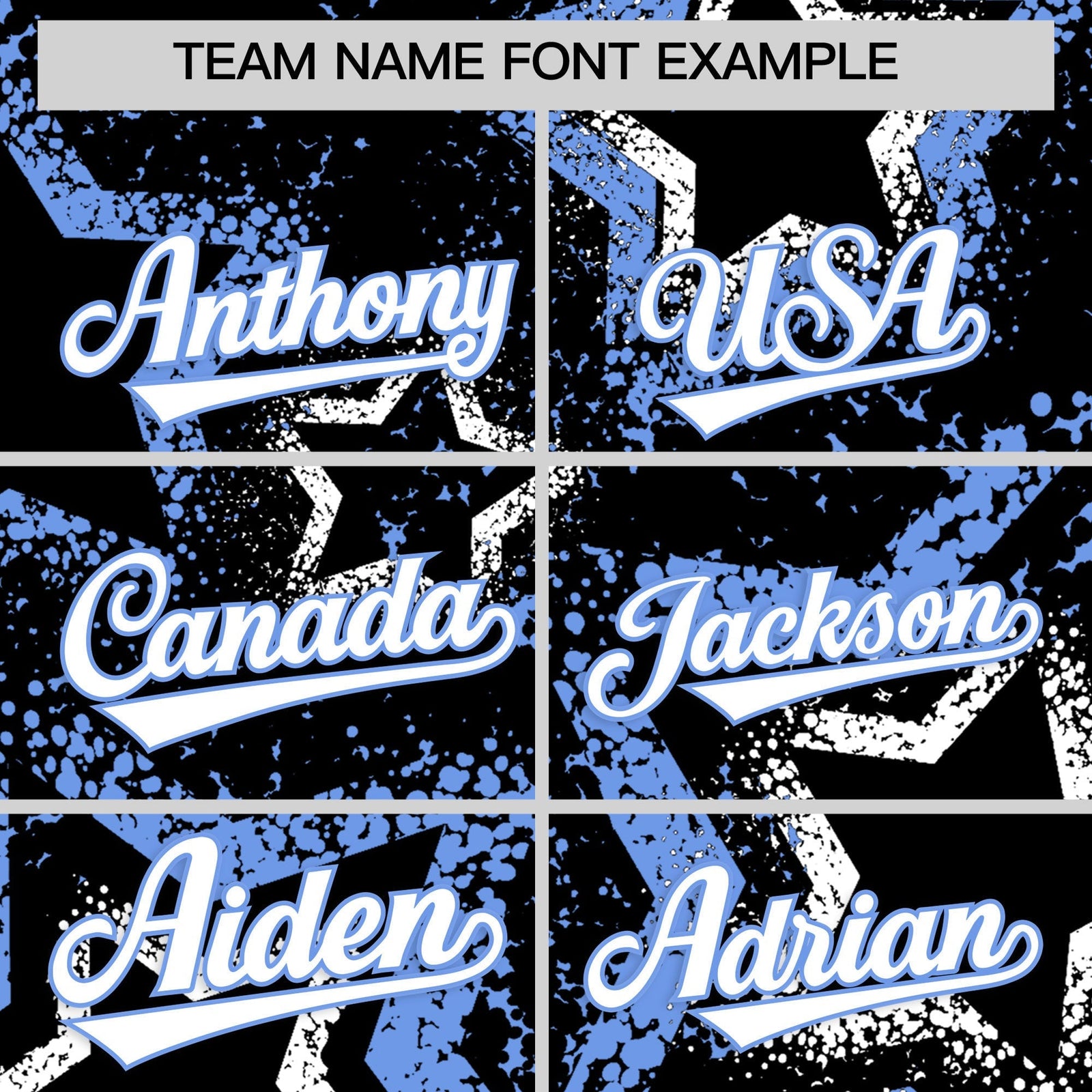 Custom Black White Light Blue Star-Shaped Ink Texture Graffiti Pattern Baseball Jersey | Sublimation Printed & Stitched,Add Name and Numbern,Perfect for Parties,Perfect for Training | KXKSHOP