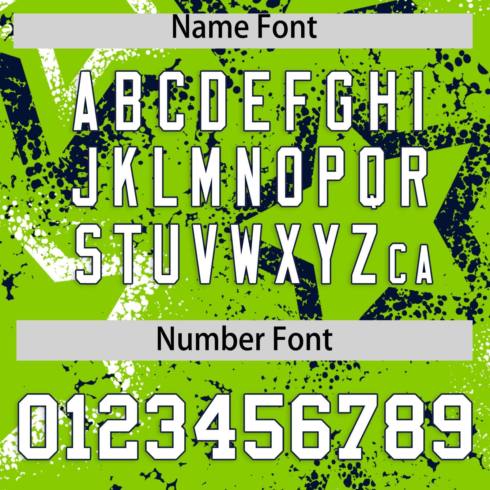 Custom Neon Green White Navy Star-Shaped Ink Texture Graffiti Pattern Baseball Jersey | Sublimation Printed & Stitched,Add Name and Numbern,Perfect for Parties,Perfect for Training | KXKSHOP