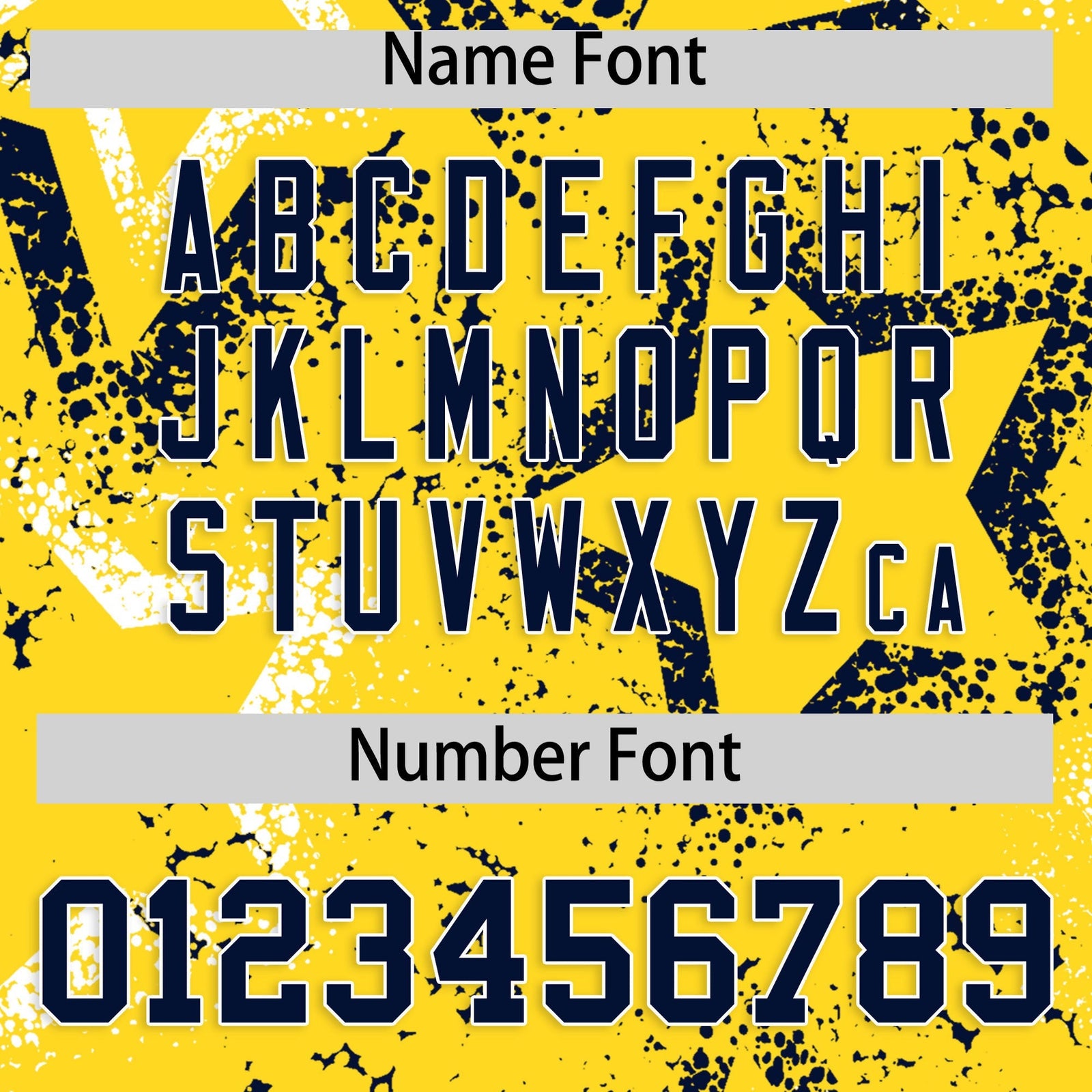 Custom Gold White Navy Star-Shaped Ink Texture Graffiti Pattern Baseball Jersey | Sublimation Printed & Stitched,Add Name and Numbern,Perfect for Parties,Perfect for Training | KXKSHOP